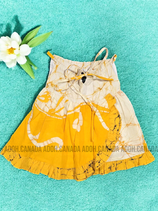 KG0009 - Yellow and white dress for kid| Ceylon Batik | Hand Made | Kids Collection | Summer Collection | Cotton Dress | Casual wear
