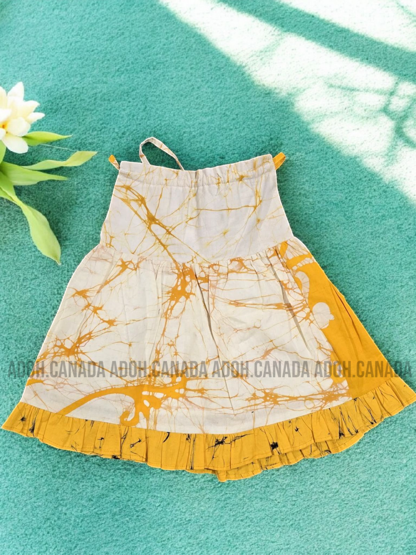KG0009 - Yellow and white dress for kid| Ceylon Batik | Hand Made | Kids Collection | Summer Collection | Cotton Dress | Casual wear