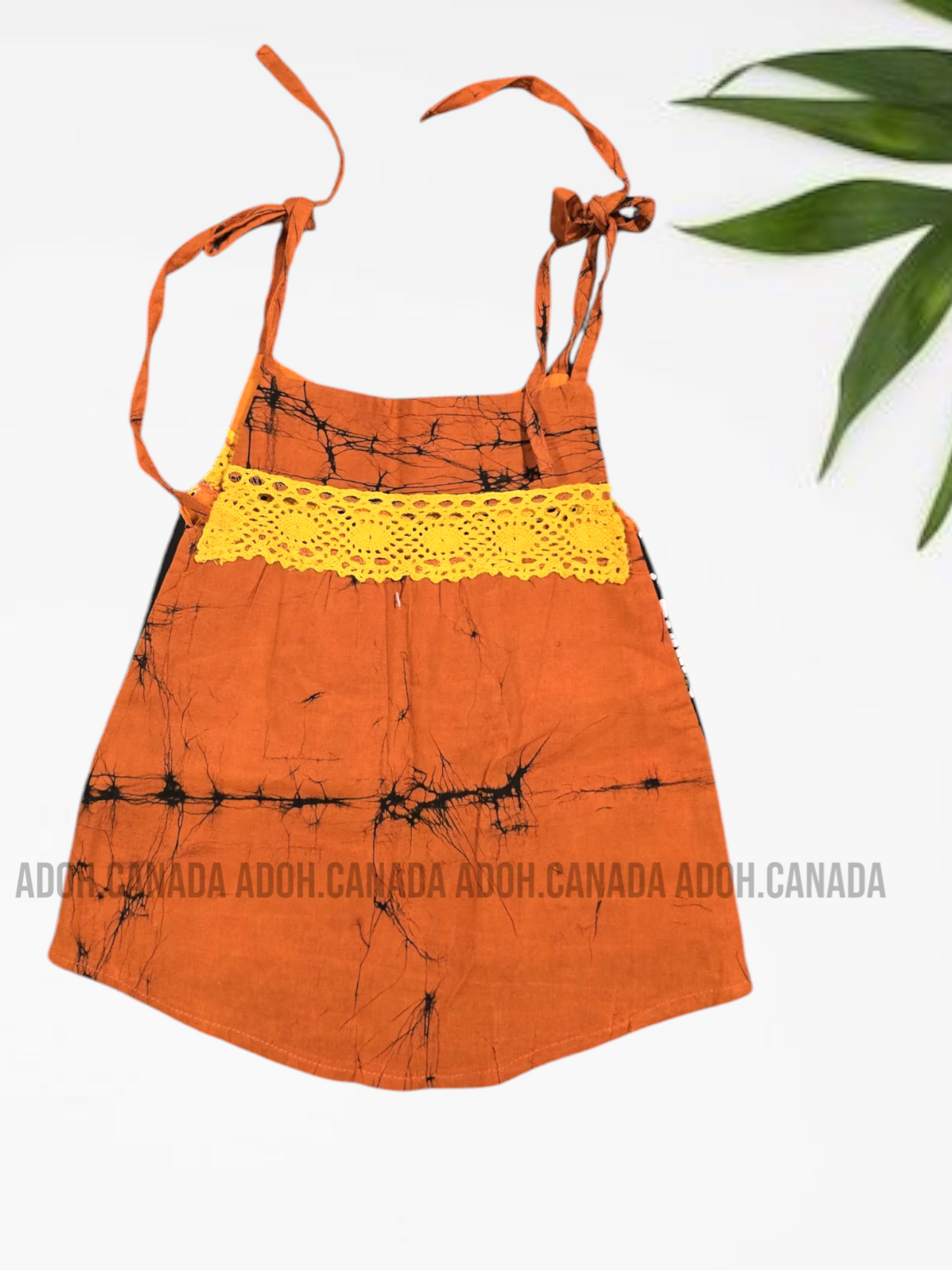 KG0003 - Orange and black dress for kid| Ceylon Batik | Hand Made | Kids Collection | Summer Collection | Cotton Dress | Casual wear