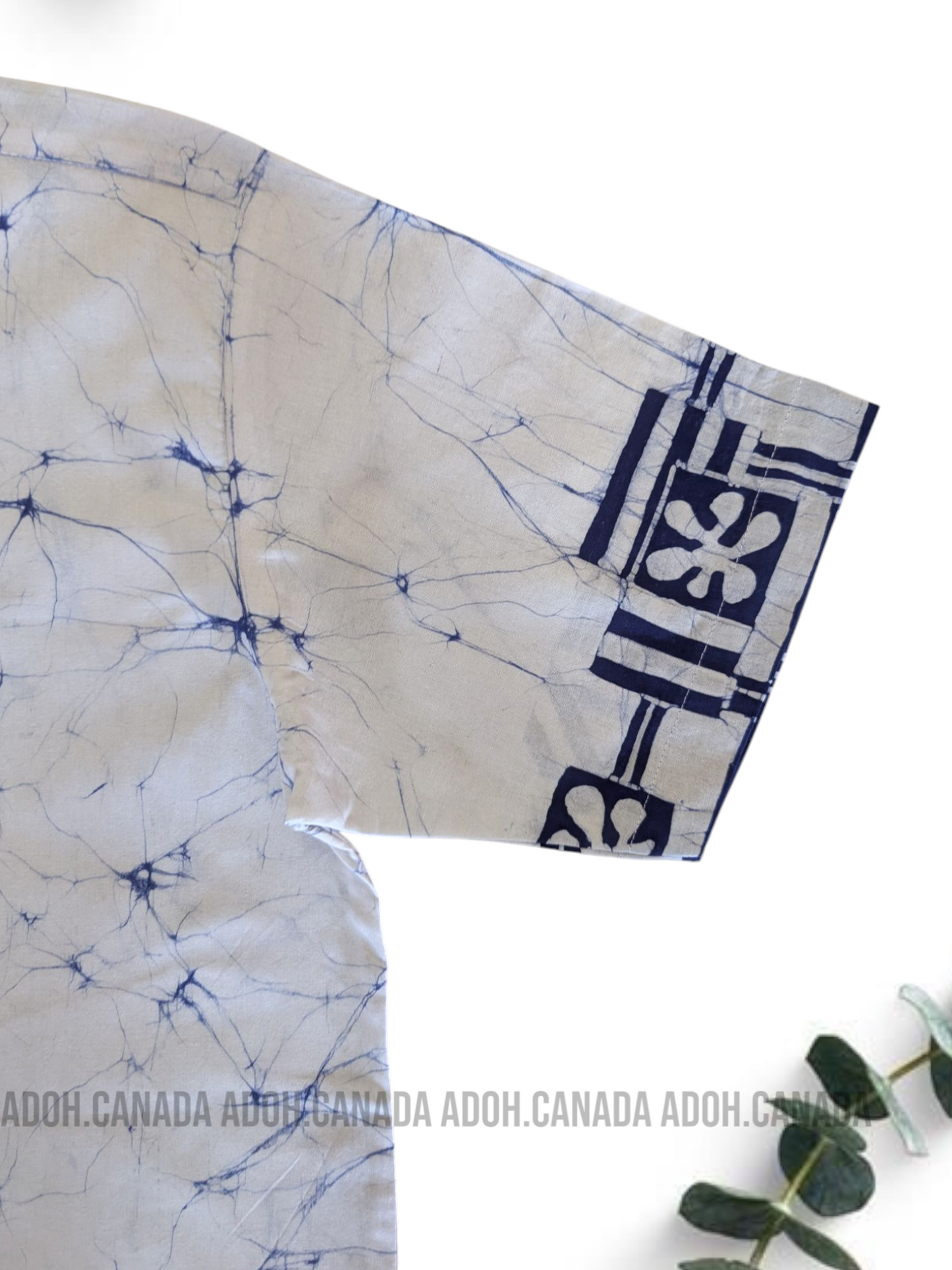 SH1312/ CSA1318 - White with blue designed Shirt & Sarong kit | Ceylon Batik | Hand Made | Men's Collection | Cotton Shirt | Summer Wear | Party Wear |