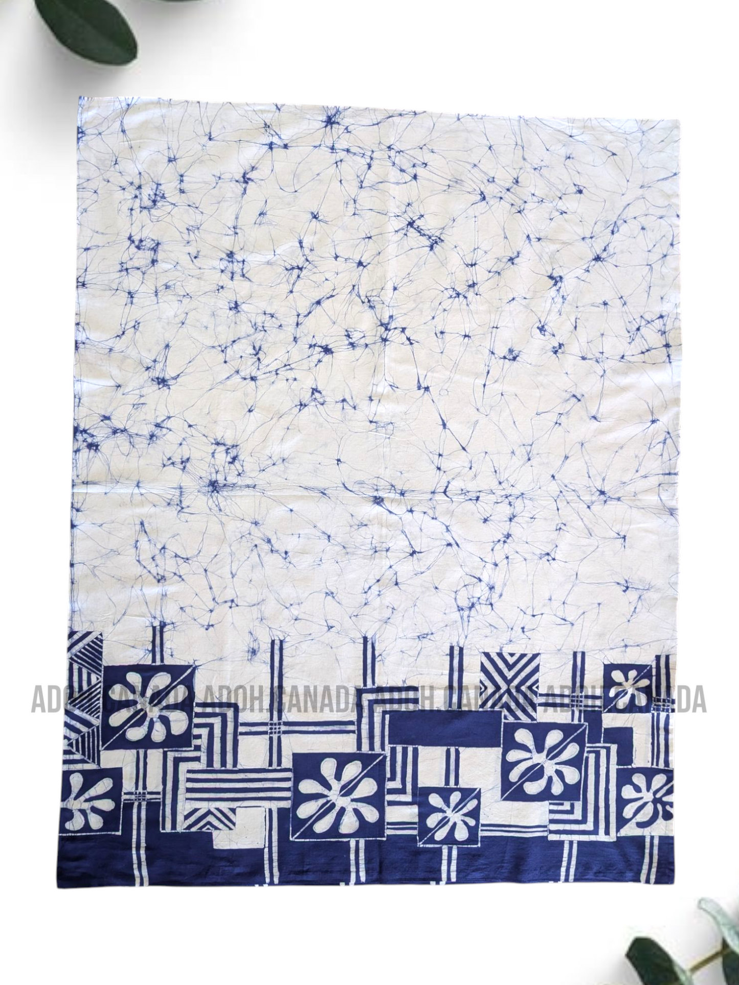 SH1312/ CSA1318 - White with blue designed Shirt & Sarong kit | Ceylon Batik | Hand Made | Men's Collection | Cotton Shirt | Summer Wear | Party Wear |