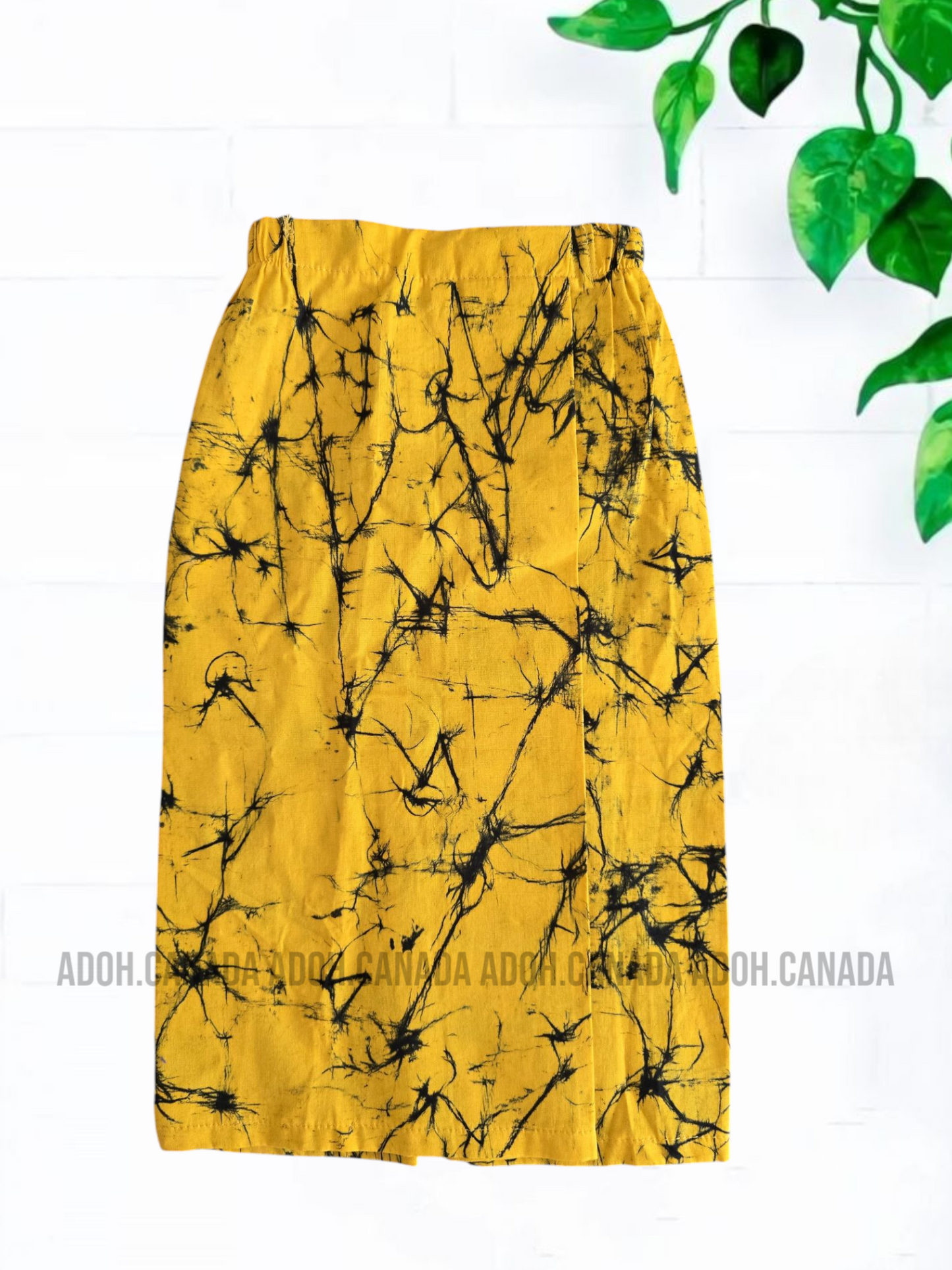 KSA1365- White/yellow with Black cracks Cotton Shirt & Sarong| Ceylon Batik | Hand Made | Kids Collection | Kid's Shirt |Cotton Shirt and Sarong| Summer Wear | Cultural