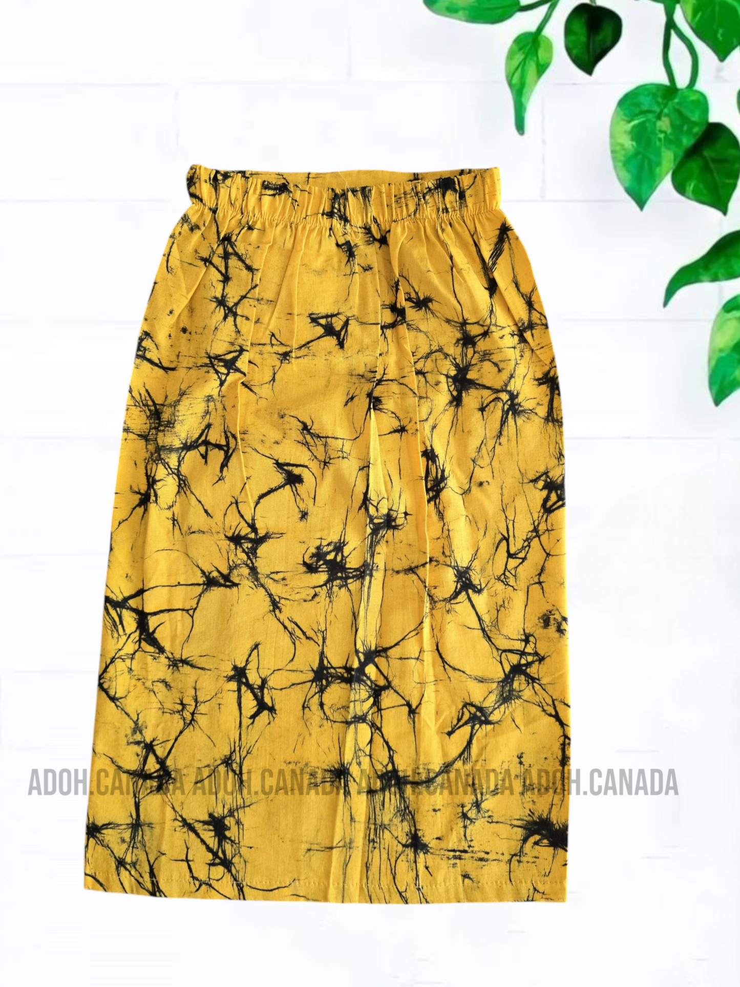 KSA1365- White/yellow with Black cracks Cotton Shirt & Sarong| Ceylon Batik | Hand Made | Kids Collection | Kid's Shirt |Cotton Shirt and Sarong| Summer Wear | Cultural