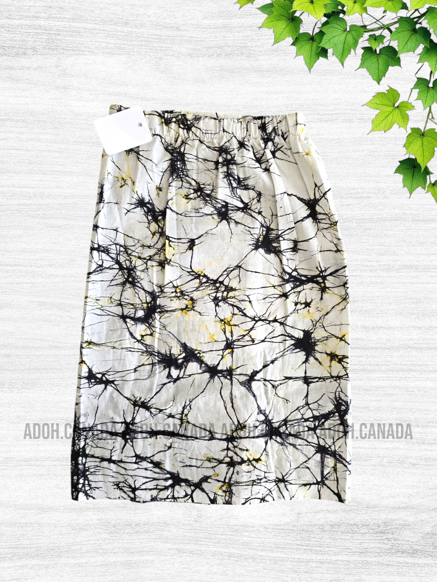 KSA1365- White/yellow with Black cracks Cotton Shirt & Sarong| Ceylon Batik | Hand Made | Kids Collection | Kid's Shirt |Cotton Shirt and Sarong| Summer Wear | Cultural