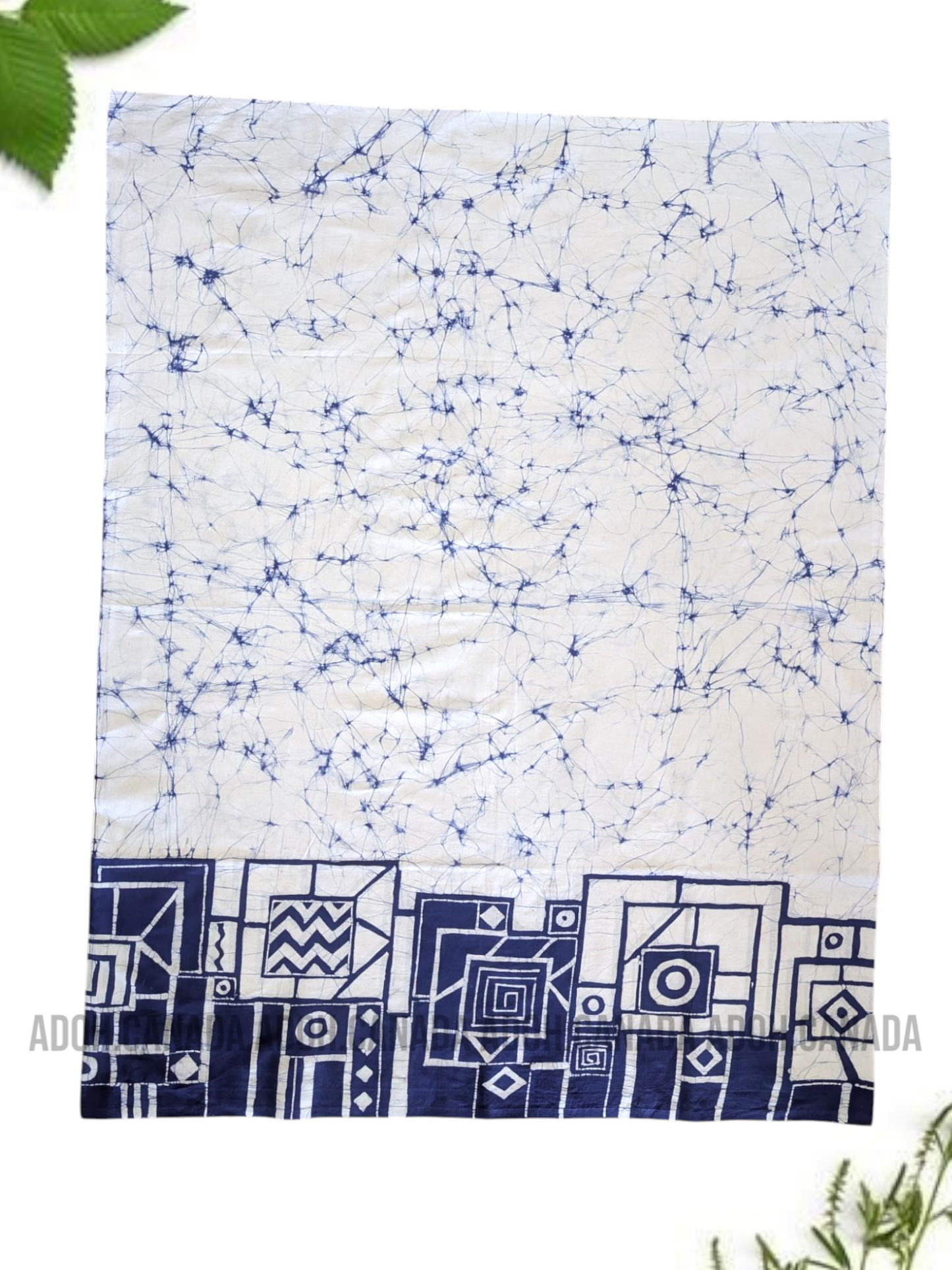 CSA1363 - White with blue designed Sarong | Ceylon Batik | Hand Made | Men's Collection | Cotton Shirt | Summer Wear | Party Wear |