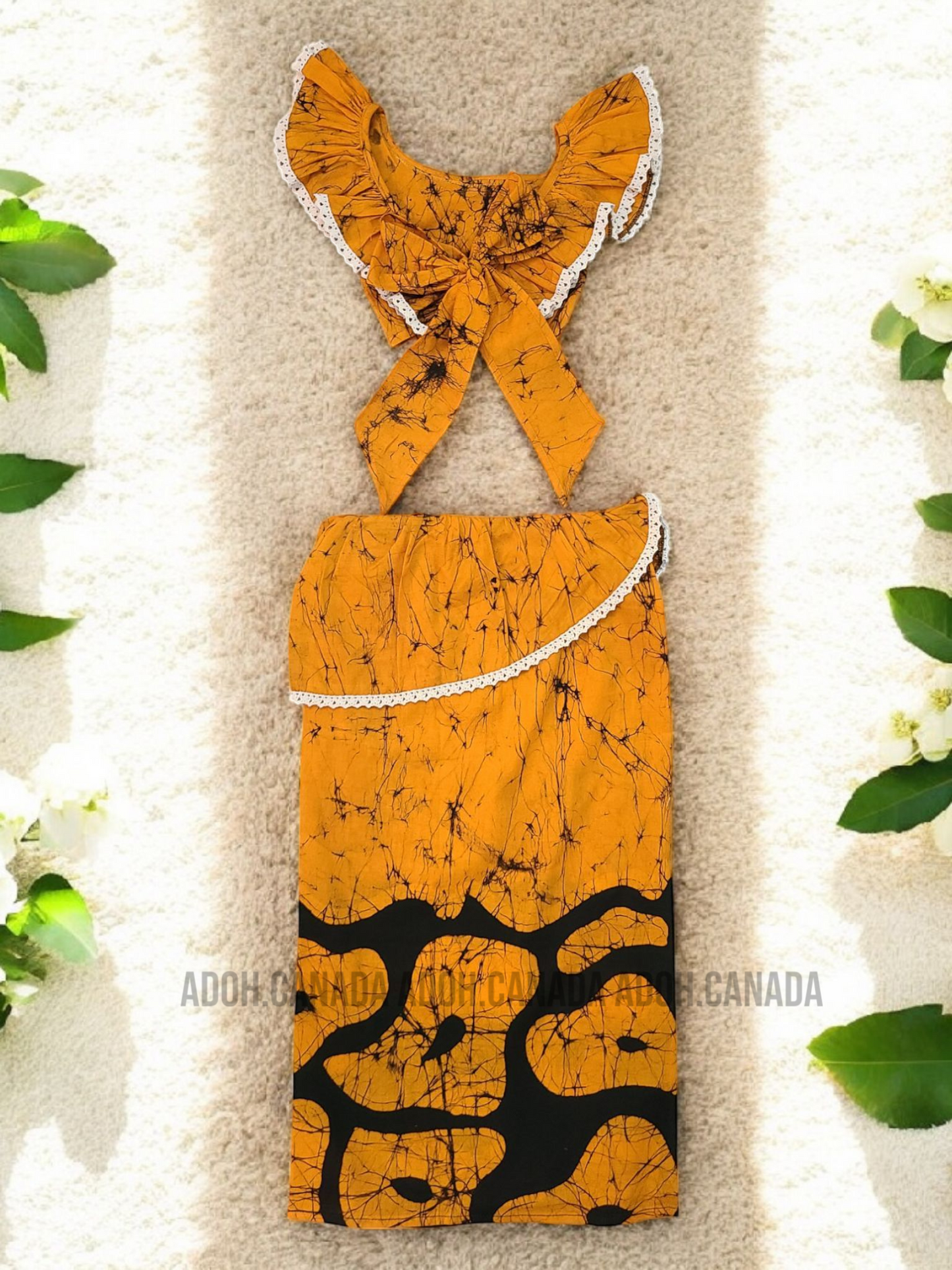 KG0015 - Orange with black designed Lama Saree ( Kids Redda Hatte)| Ceylon Batik | Hand Made | Kids Collection | Summer Collection | Cotton Lama Saree | Kids Redda Hatte | Casual wear