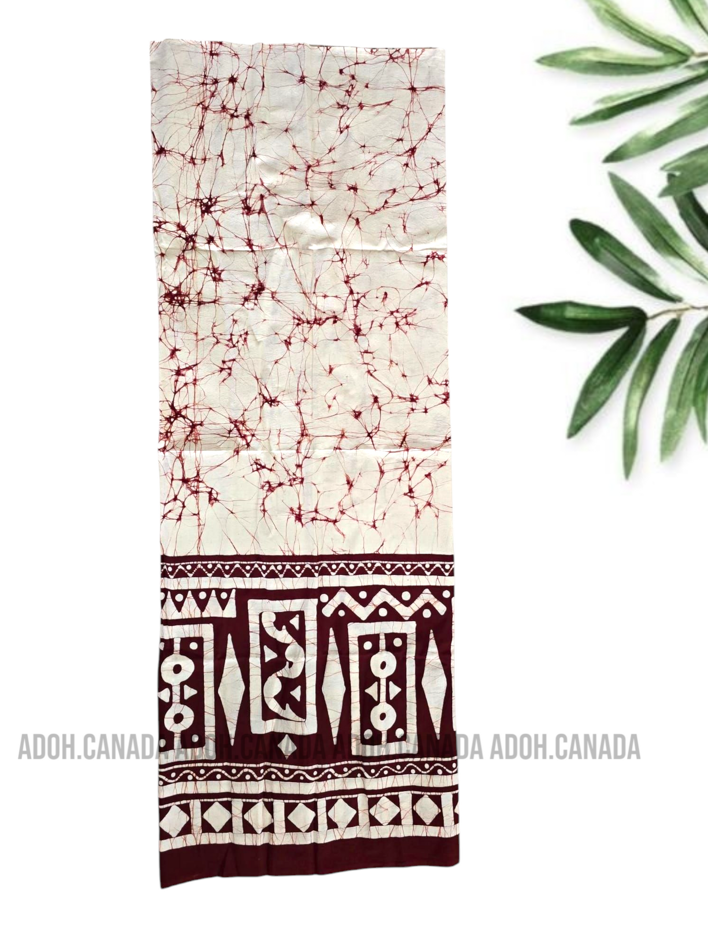 CSA1393 - White sarong with maroon design| Ceylon Batik | Hand Made | Men's Collection | Cotton Sarong| Summer Wear | Party Wear