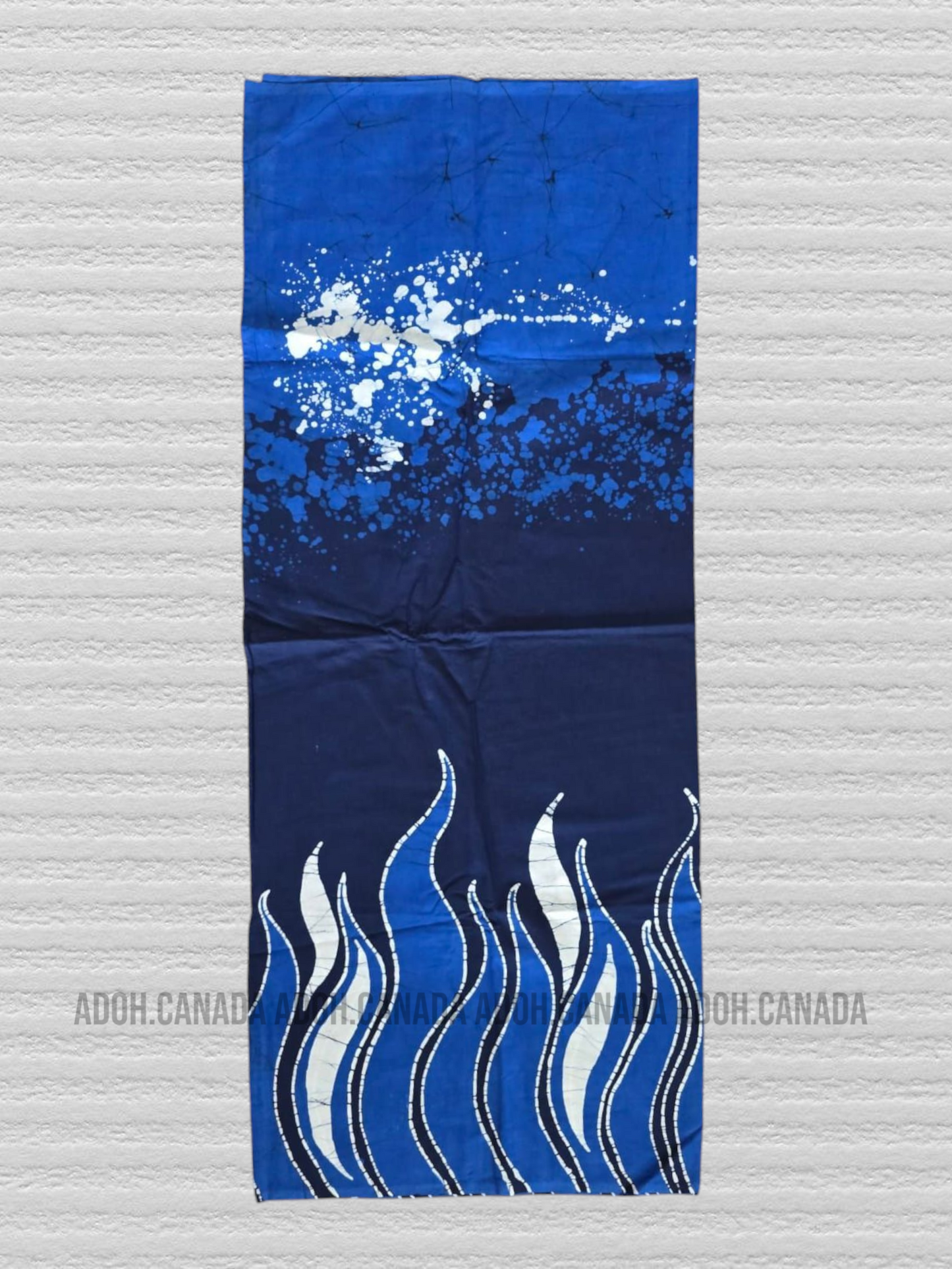 CSA1398 - Dark Blue Sarong with blue and white flames deaigned| Ceylon Batik | Hand Made | Men's Collection | Cotton Sarong| Summer Wear | Party Wear