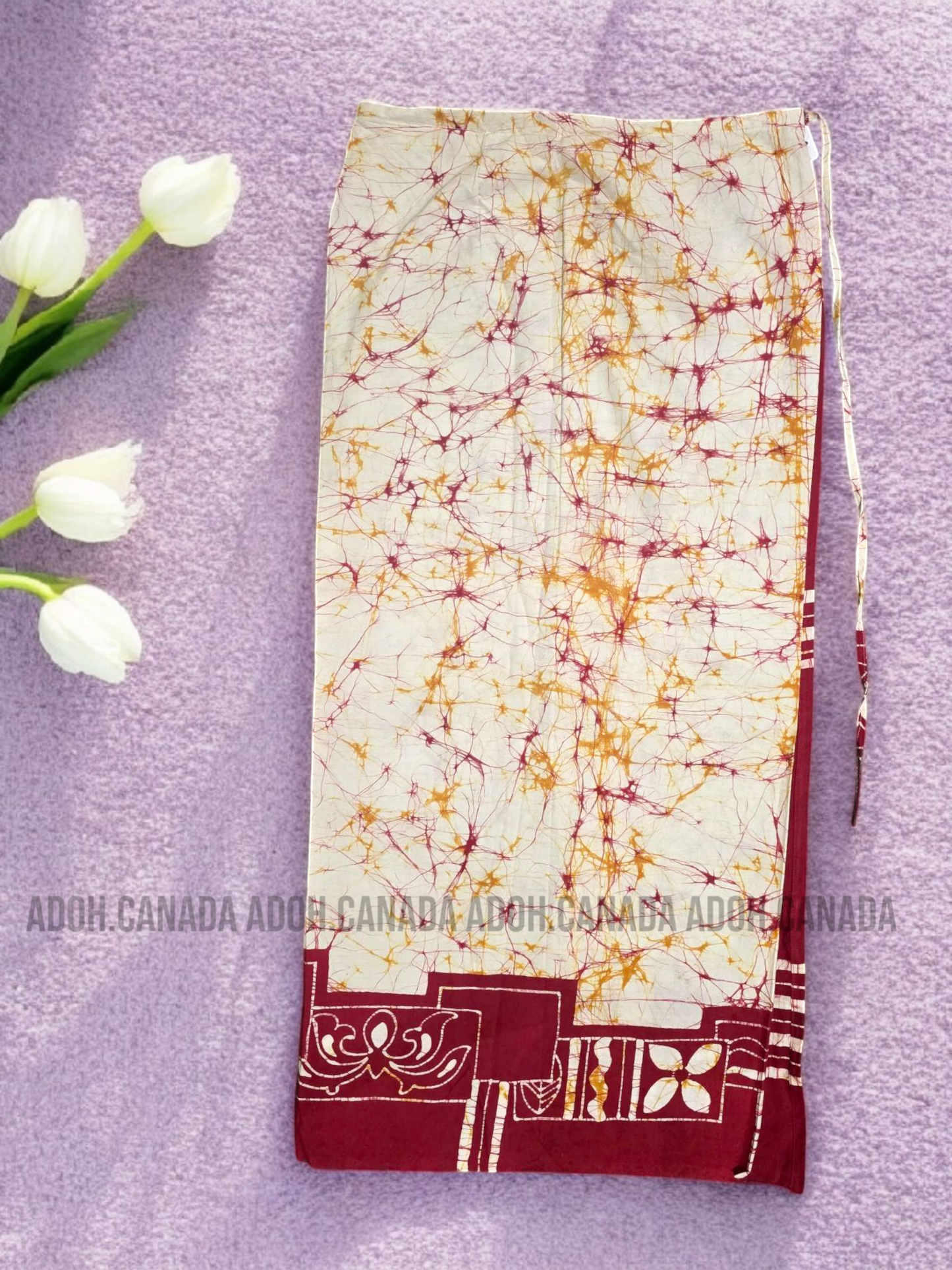 LU1328 - Full Red with off-white designed Batik Lungi Skirt |Ceylon Batik | Hand Made | Summer Collection | Cotton Batik Lungi | Traditional Collection
