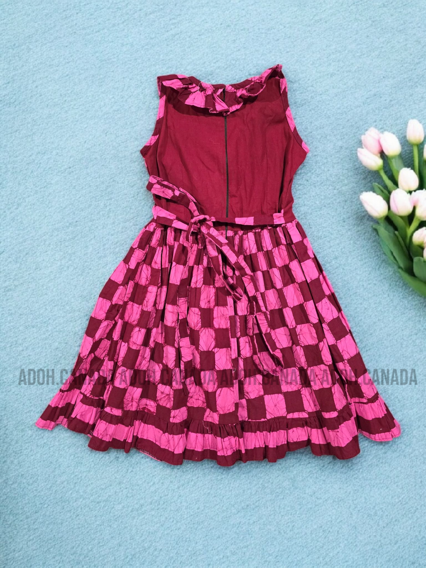 KG0011 - Pink and maroon dress for kid| Ceylon Batik | Hand Made | Kids Collection | Summer Collection | Cotton Dress | Casual wear