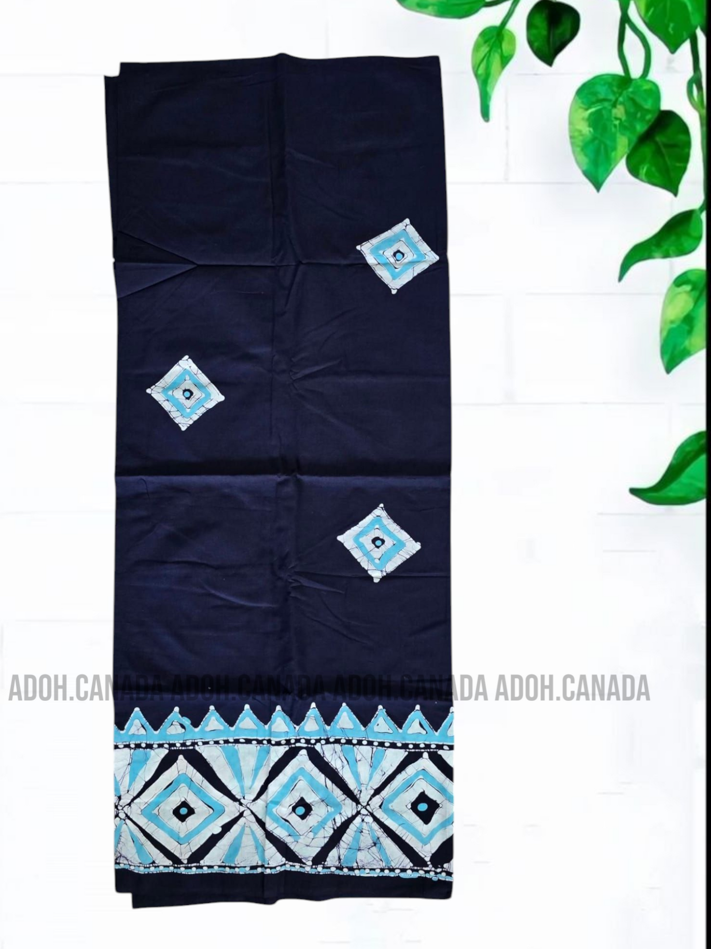 CSA1418 - Dark blue with light blue square designed Sarong| Ceylon Batik | Hand Made | Men's Collection | Cotton Sarong| Summer Wear | Party Wear