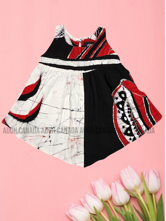 KG0010 - Black, Red and white dress for kid| Ceylon Batik | Hand Made | Kids Collection | Summer Collection | Cotton Dress | Casual wear