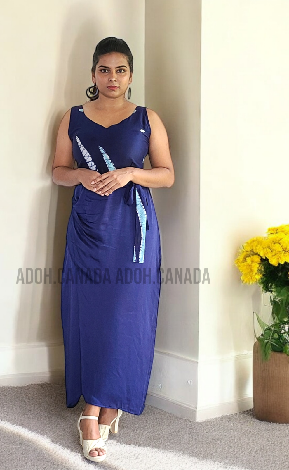 EC1203 - Blue Silk Batik Dress| Ceylon Batik | Hand Made | Silk Dress | Exclusive Collection| Party Wear