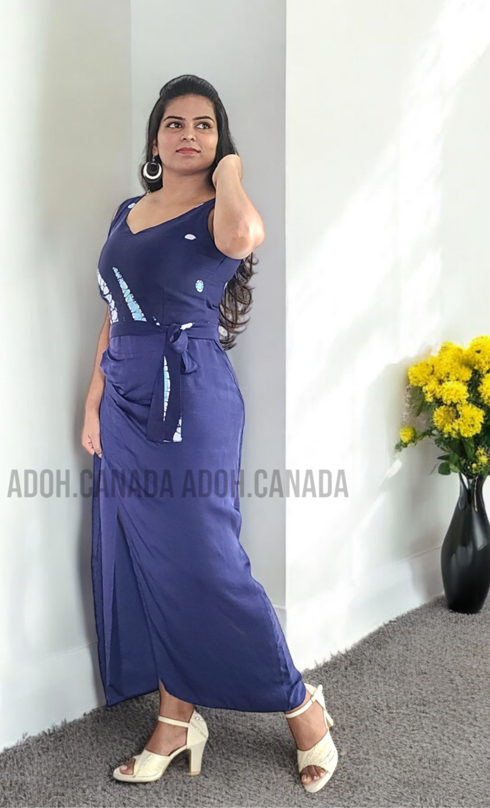 EC1203 - Blue Silk Batik Dress| Ceylon Batik | Hand Made | Silk Dress | Exclusive Collection| Party Wear