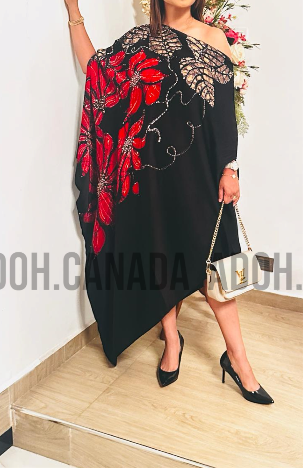 EC006 - Elegant Silk Batik Dress|Black & Red | Ceylon Batik | Hand Made | Silk Dress | Summer Wear | Party Wear