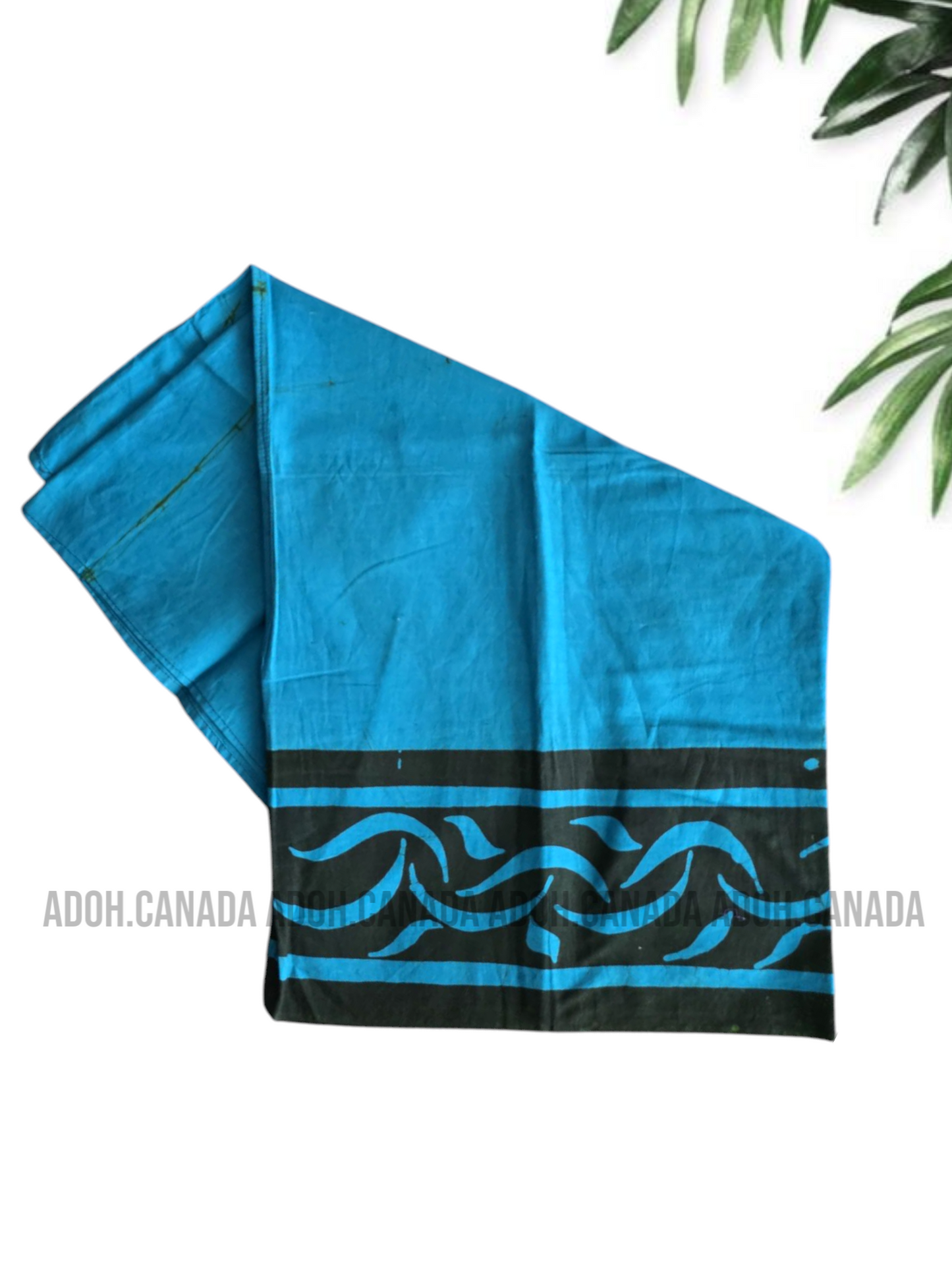 KSA0883 - Blue Sarong with Black designed border| Ceylon Batik | Hand Made | Kid's Collection | Cotton Sarong| Summer Wear | Party Wear