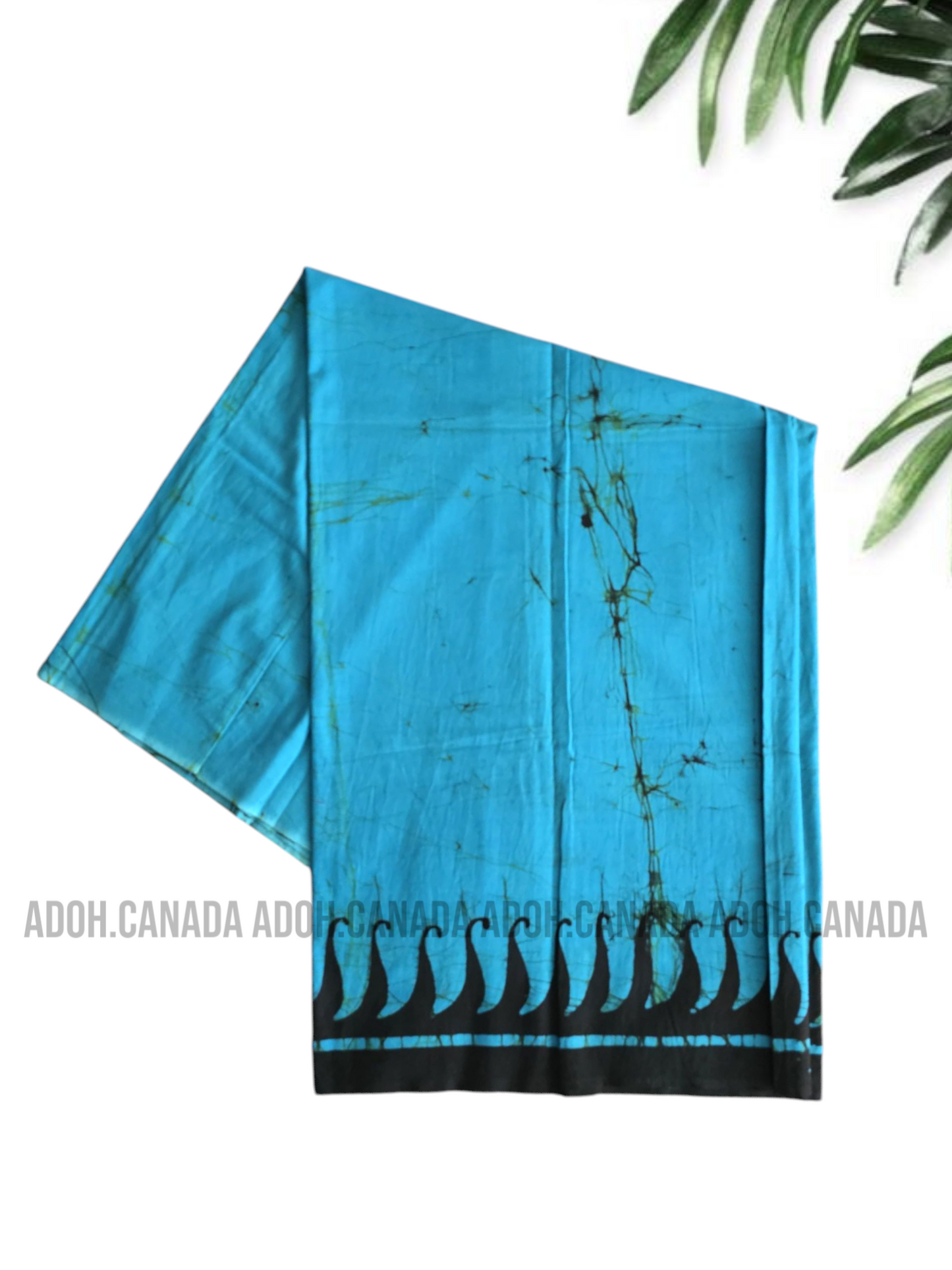 KSA0887 - Blue Sarong with Black border| Ceylon Batik | Hand Made | Kid's Collection | Cotton Sarong| Summer Wear | Cultural