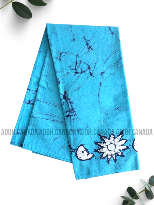 KSH0879 - White and blue Sun moon designed Batik Sarong | Ceylon Batik | Hand Made | Kids Collection | Kid's Sarong |Cotton Sarong | Cultural Wear