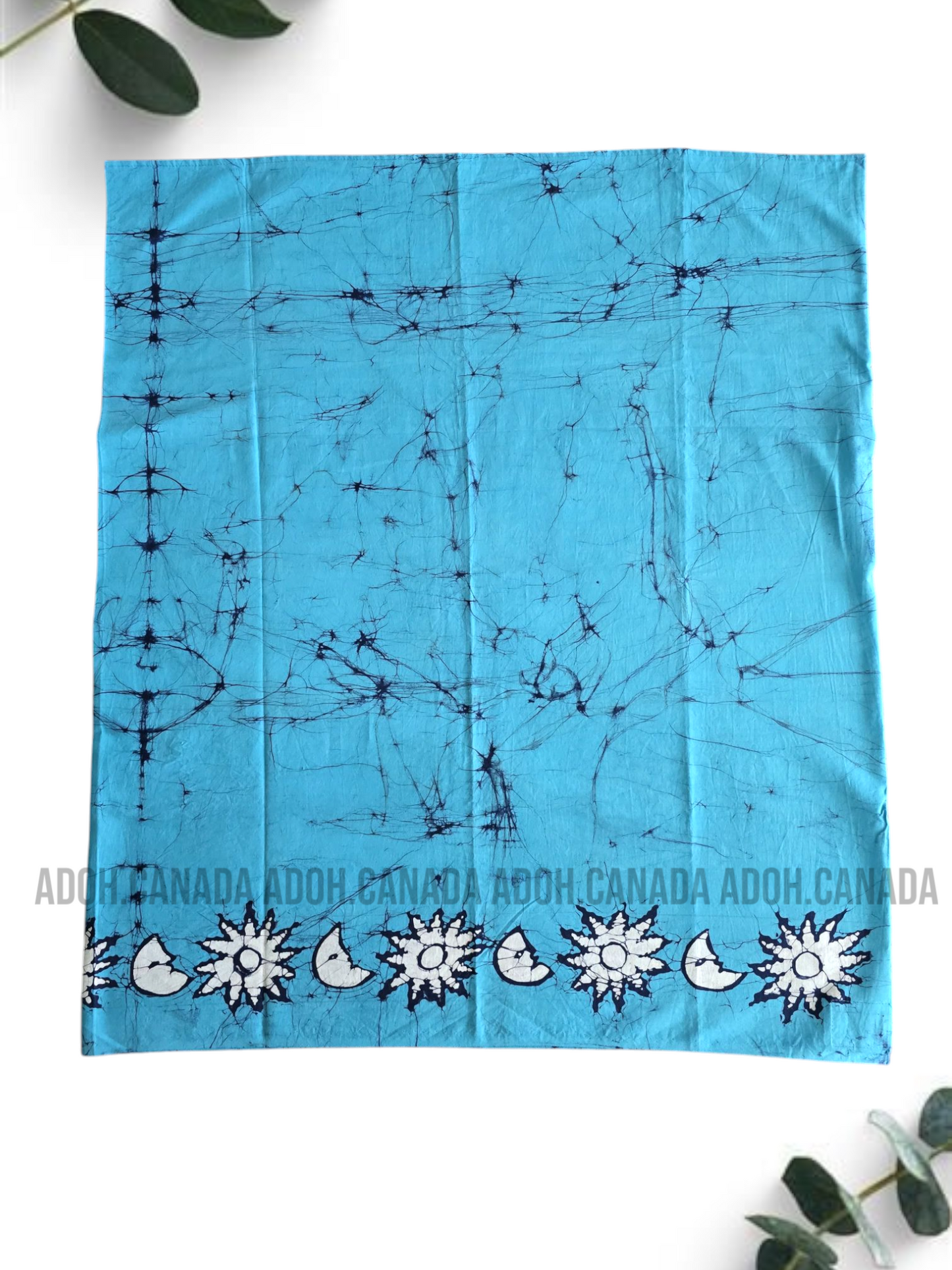 KSH0879 - White and blue Sun moon designed Batik Sarong | Ceylon Batik | Hand Made | Kids Collection | Kid's Sarong |Cotton Sarong | Cultural Wear