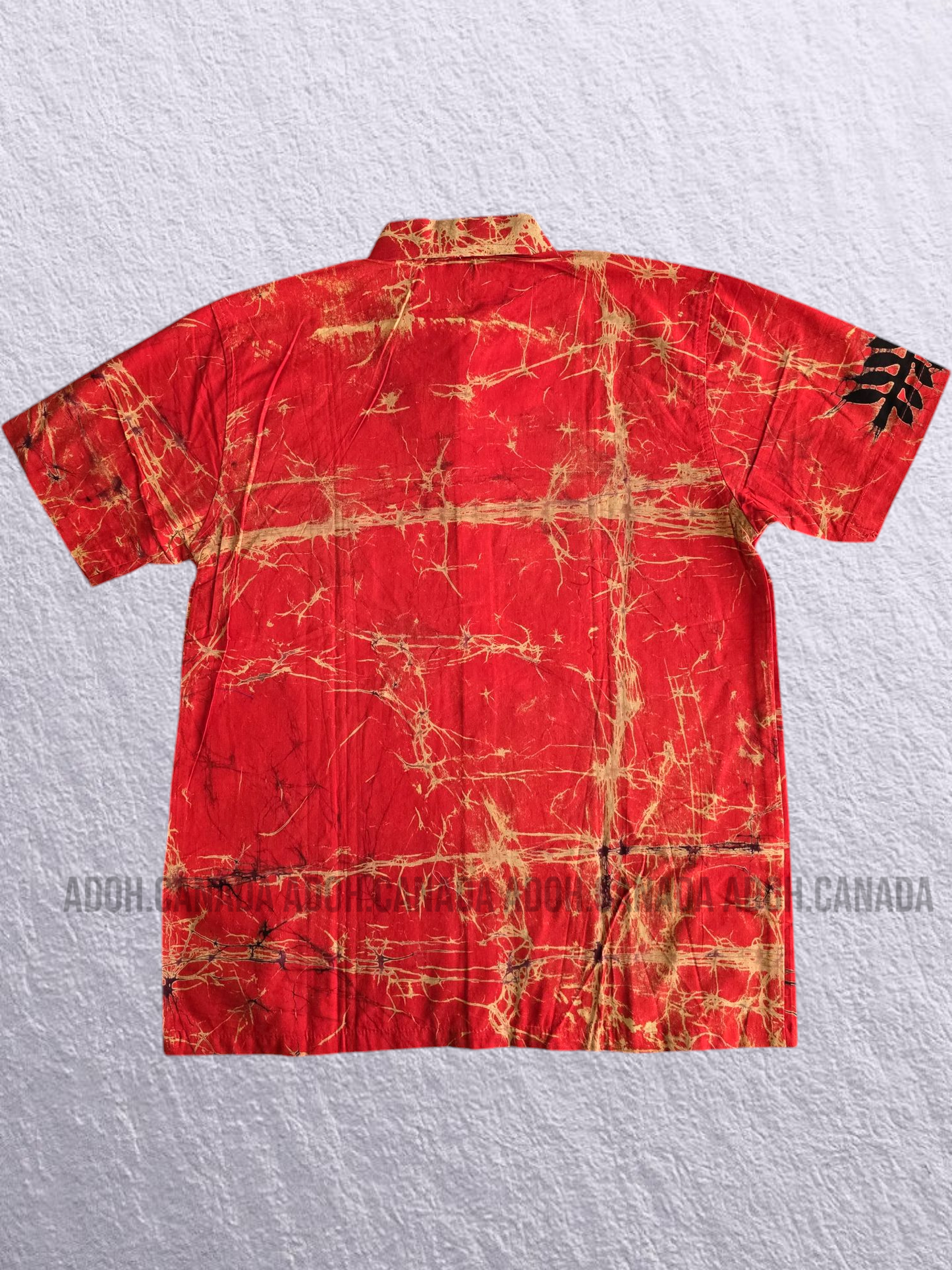 KSH0898 - Red with black designed Batik Shirt | Ceylon Batik | Hand Made | Kids Collection | Kid's Shirt |Cotton Shirt | Summer Wear