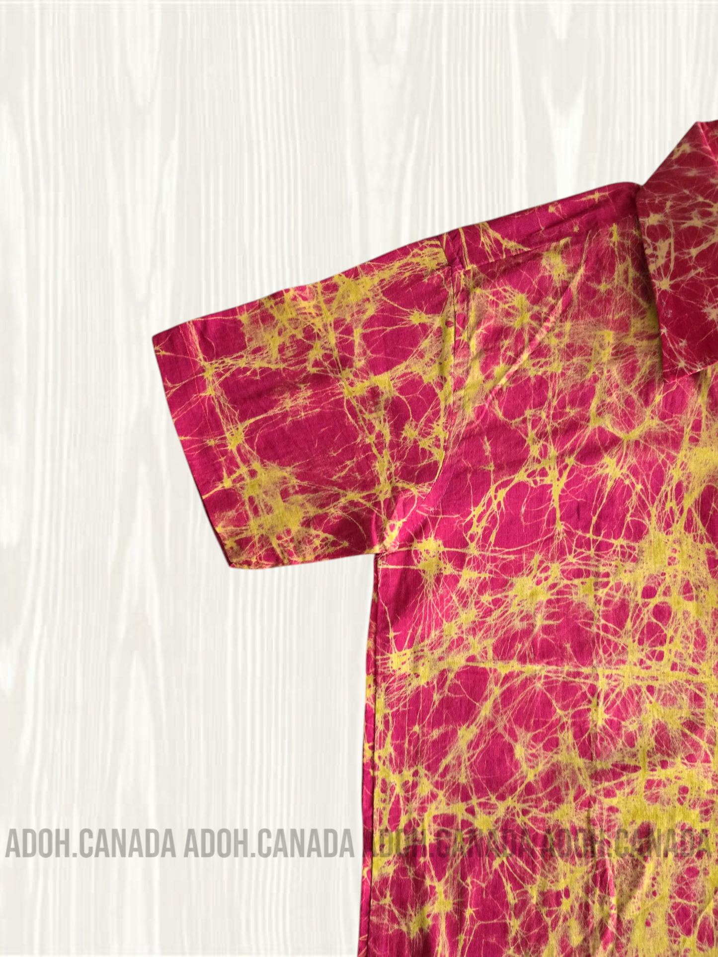 KSH1117 - Pink with yellow crack designed Batik Shirt | Ceylon Batik | Hand Made | Men's Collection |Cotton Shirt | Summer Wear