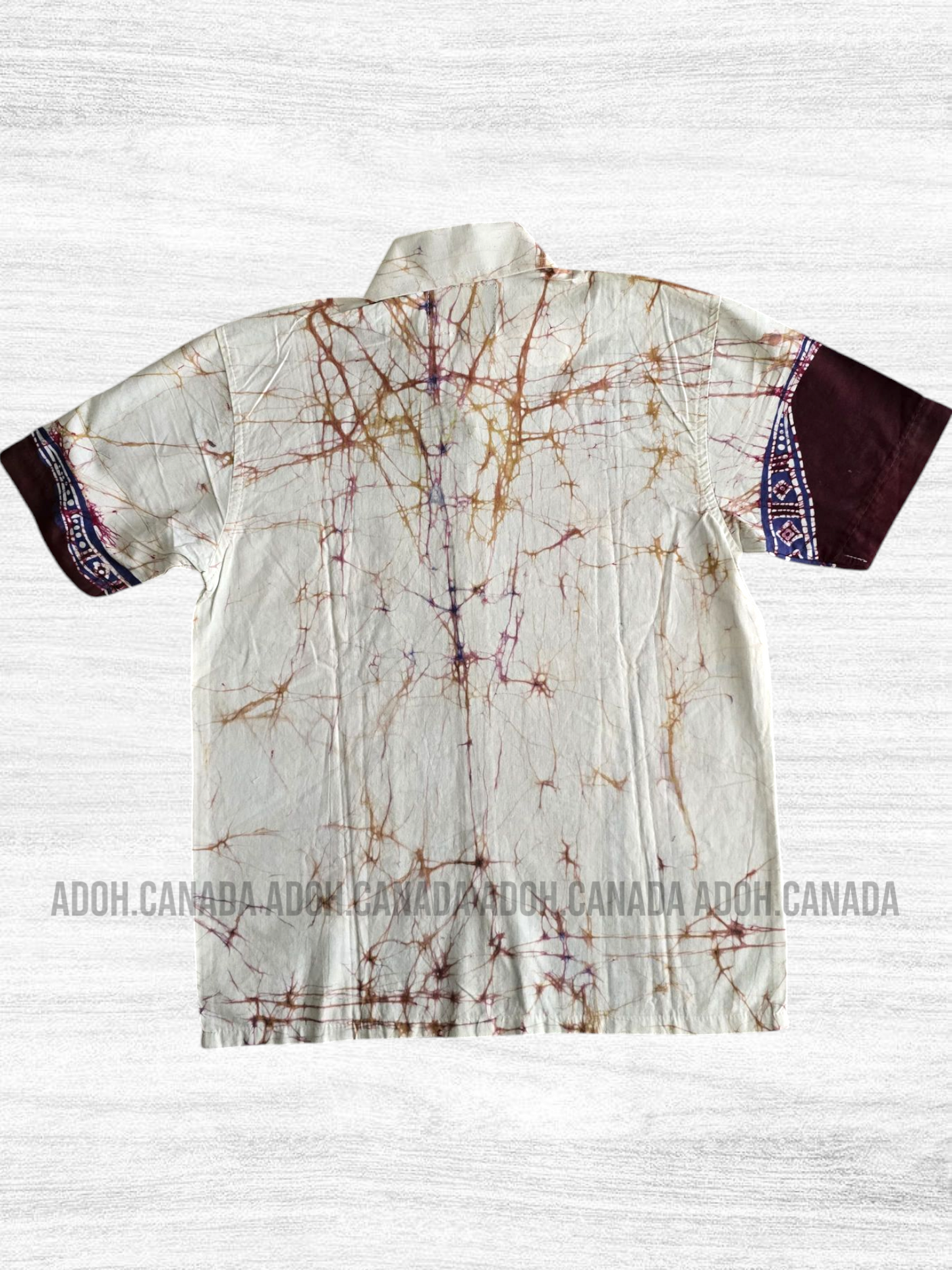 KSH0894 - Off-white and Maroon elephant designed Batik Shirt | Ceylon Batik | Hand Made | Kids Collection | Kid's Shirt |Cotton Shirt | Summer Wear