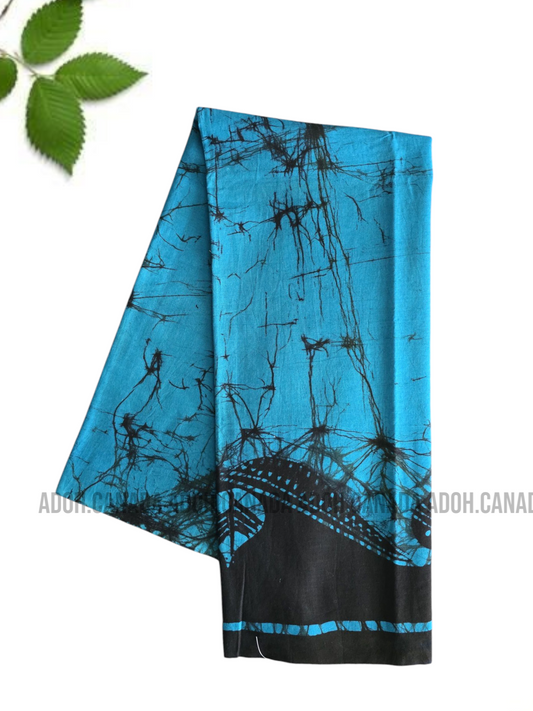 KSA0888 - Blue Sarong with Black designed border| Ceylon Batik | Hand Made | Kid's Collection | Cotton Sarong| Summer Wear | Cultural