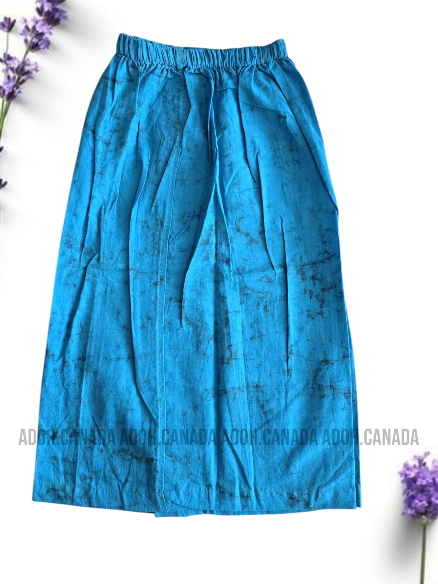 KSA0285 - Blue Sarong with Black design| Ceylon Batik | Hand Made | Kid's Collection | Cotton Sarong| Summer Wear | Cultural