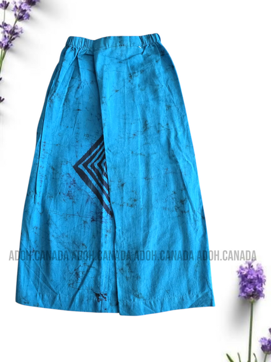 KSA0285 - Blue Sarong with Black design| Ceylon Batik | Hand Made | Kid's Collection | Cotton Sarong| Summer Wear | Cultural