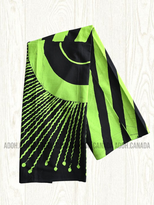 KSA0191 - Green Sarong with Black design| Ceylon Batik | Hand Made | Kid's Collection | Cotton Sarong| Summer Wear | Cultural Wear