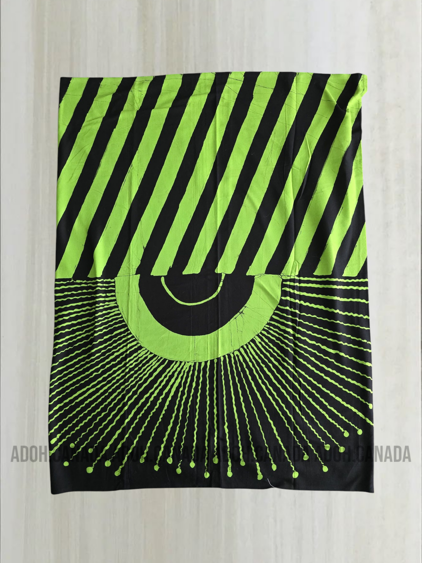 KSA0191 - Green Sarong with Black design| Ceylon Batik | Hand Made | Kid's Collection | Cotton Sarong| Summer Wear | Cultural Wear