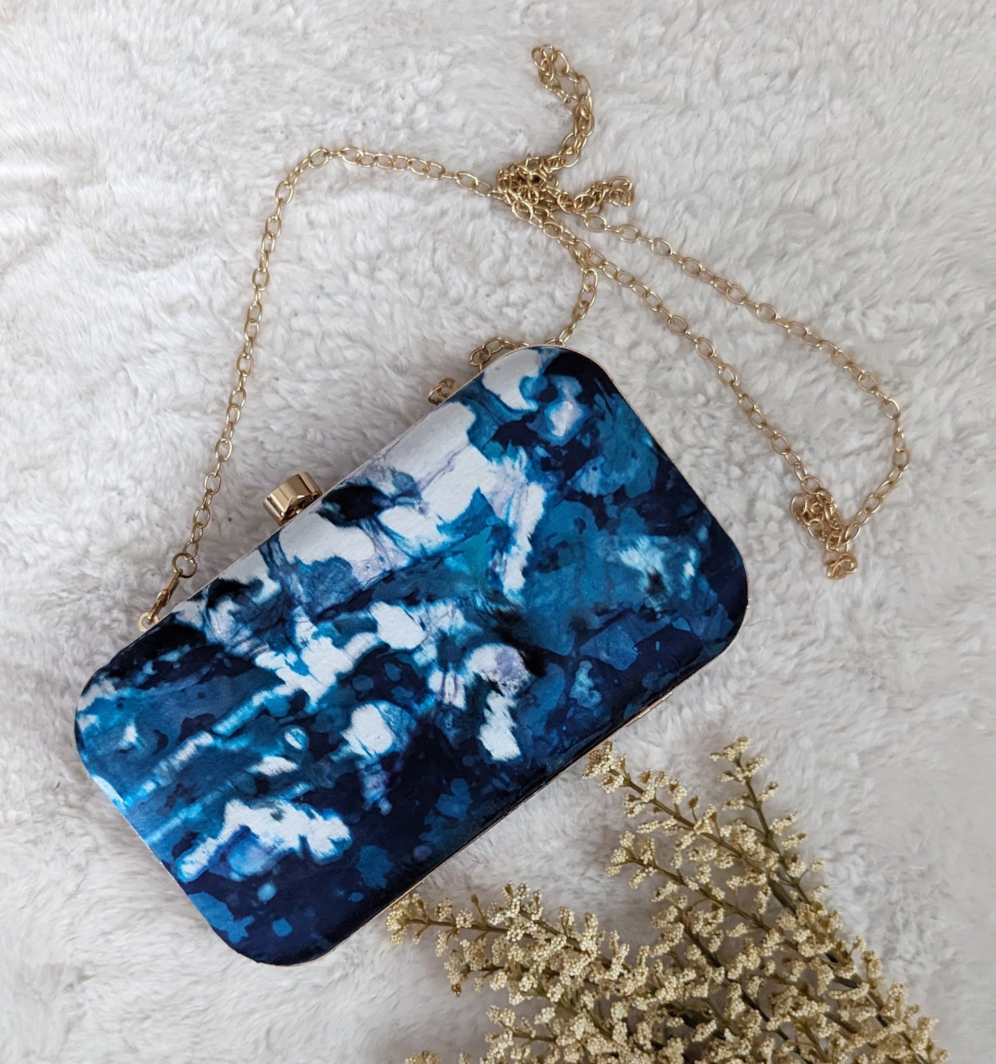 CL0002 - Blue & White Clutch Bag | Ceylon Batik | Hand Crafted| Accessories| Clutch Bag | Party Wear