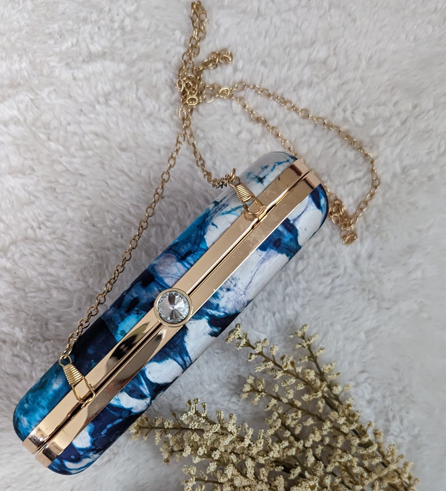 CL0002 - Blue & White Clutch Bag | Ceylon Batik | Hand Crafted| Accessories| Clutch Bag | Party Wear