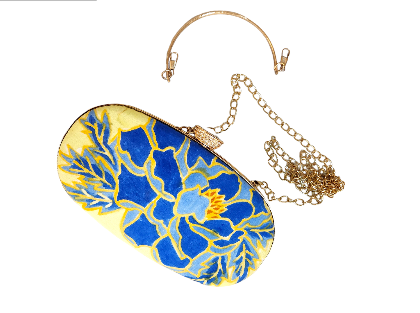CL0006 - Blue & Yellow Clutch Bag | Ceylon Batik | Hand Crafted| Accessories| Clutch Bag | Party Wear