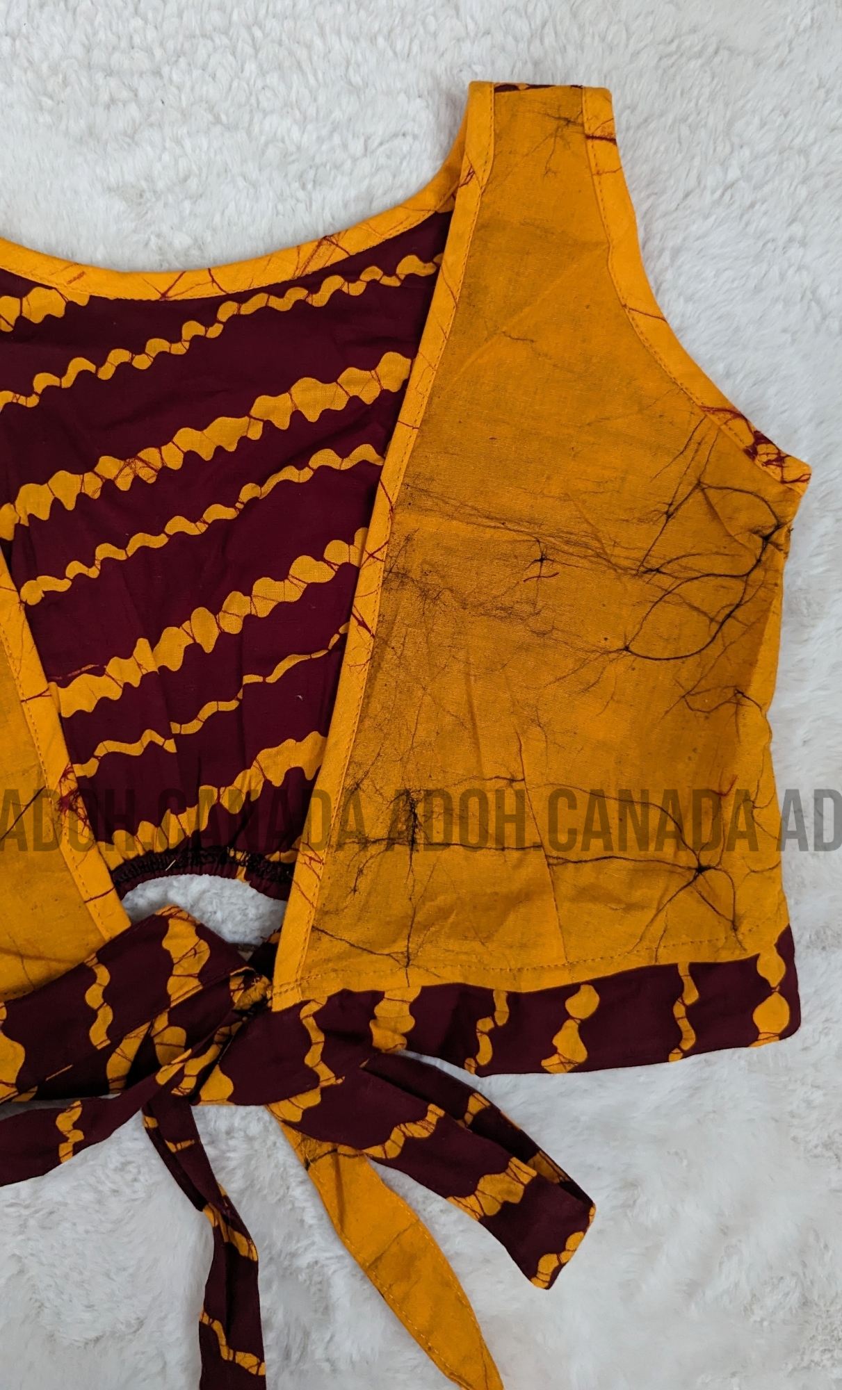 CC0514 - Maroon and orange designed crop Top Batik | Ceylon Batik | Hand Made | Summer Collection | Cotton Dress | Summer wear