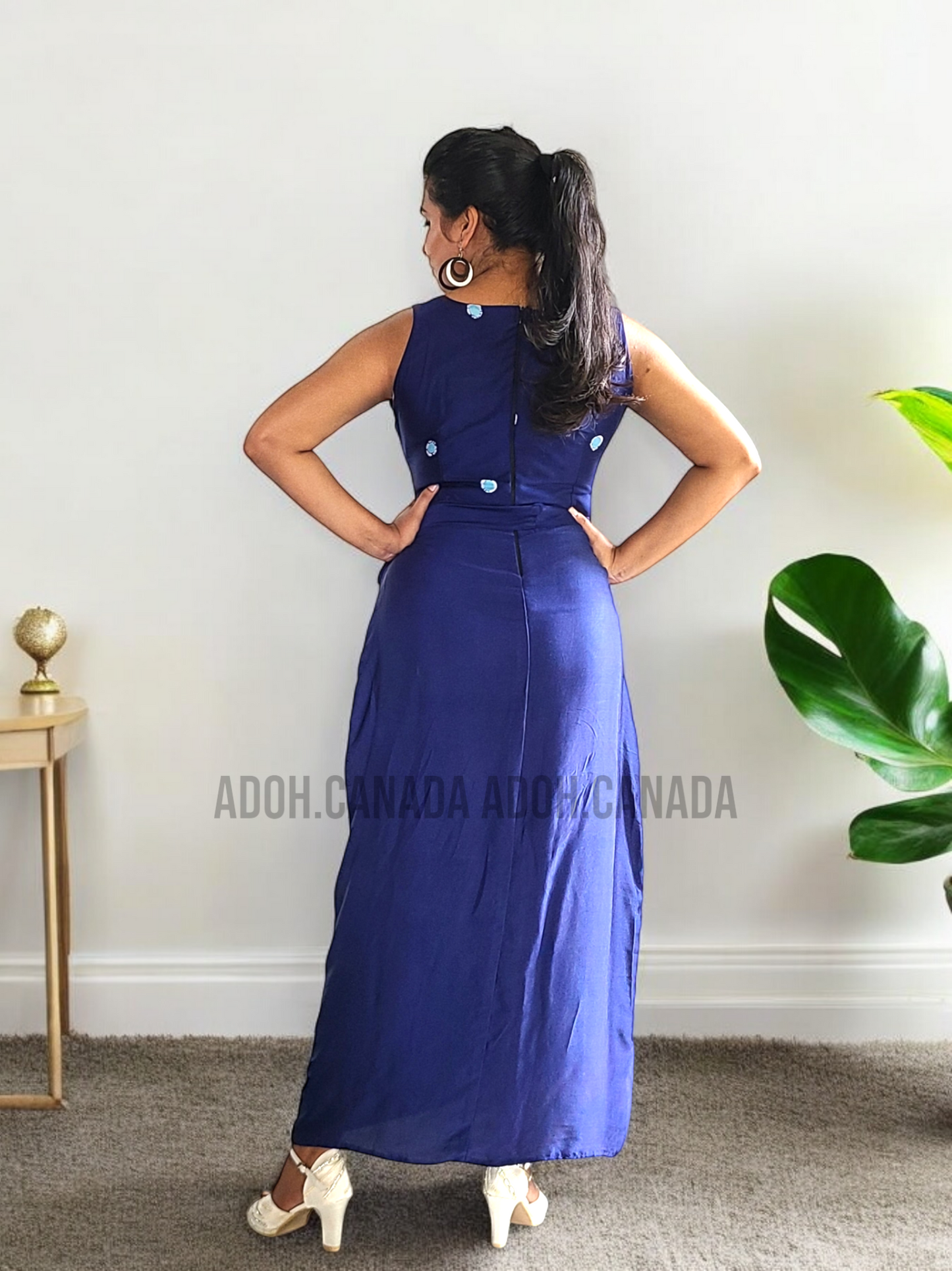 EC1203 - Blue Silk Batik Dress| Ceylon Batik | Hand Made | Silk Dress | Exclusive Collection| Party Wear