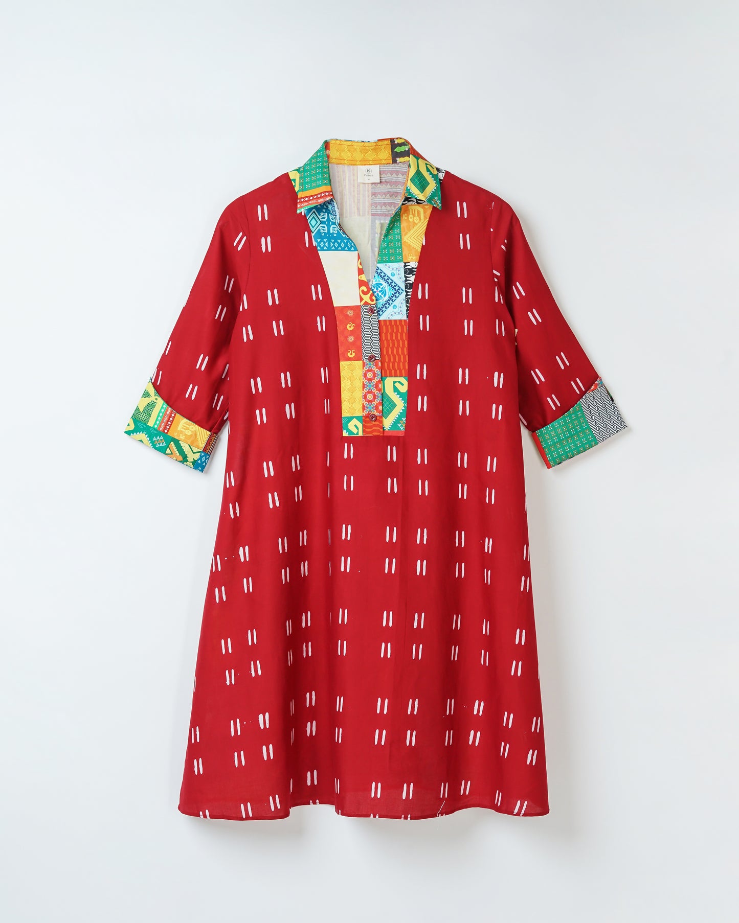 JSC009 - Midi Dress Shibori with Patchwork | Sumba | Motif |Patchwork| Indonesian Collection | Tencel Poplin