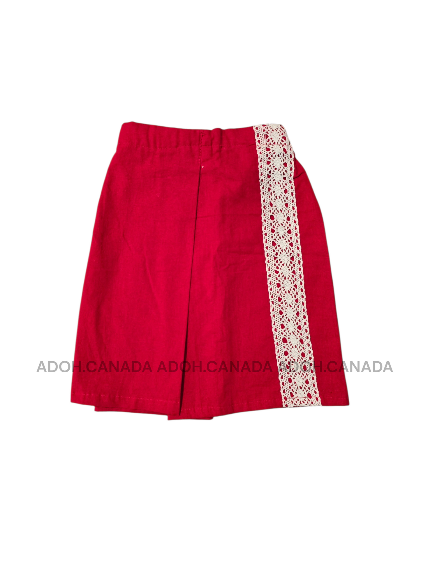 KSA1589 - Red Sarong with white renda design| Ceylon Batik | Hand Made | Kid's Collection | Cotton Sarong| Summer Wear | Cultural