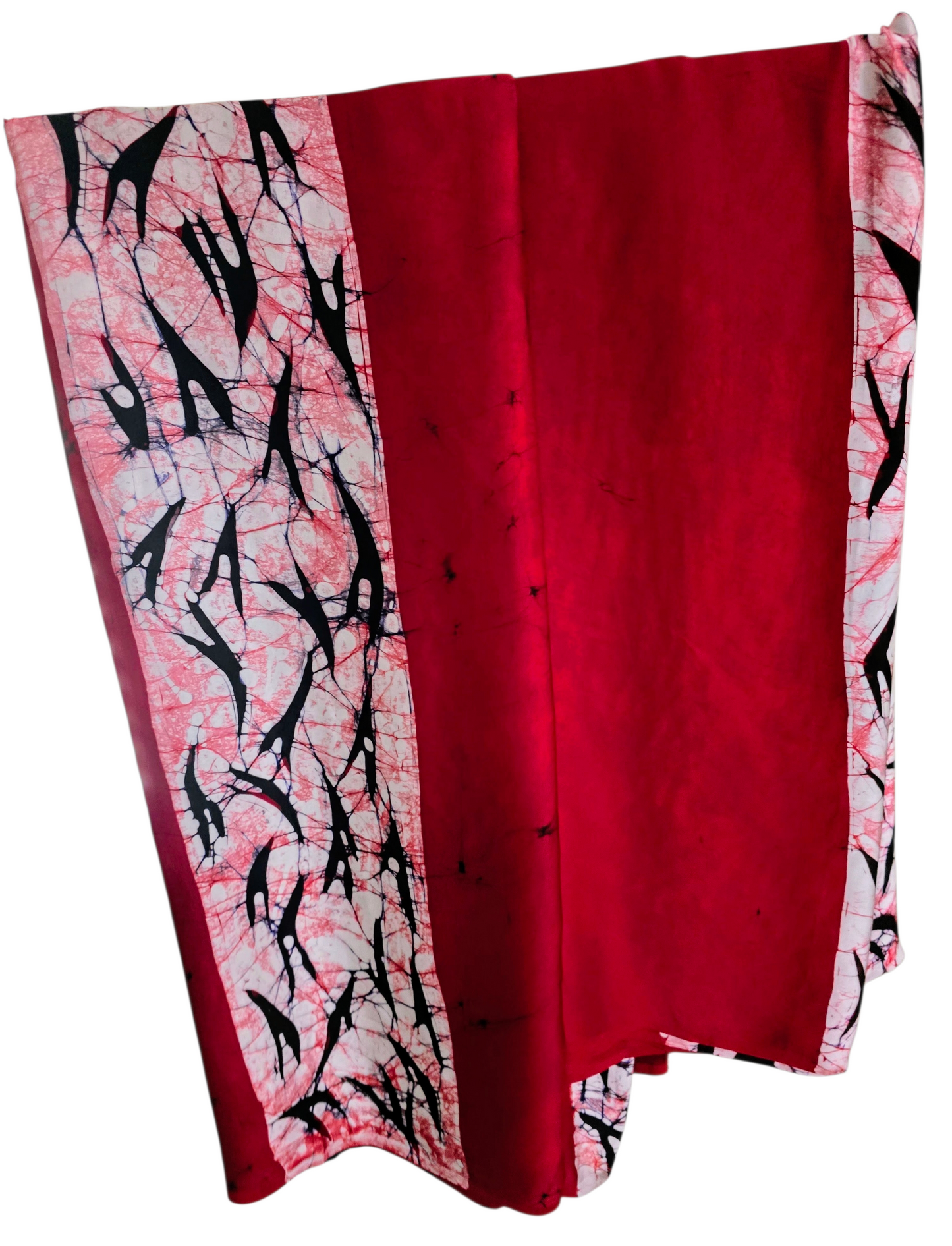 SSA0002 - Red Silk Sarong with multi color border| Ceylon Batik | Hand Made | Men's Collection | Silk Sarong| Summer Wear | Party Wear