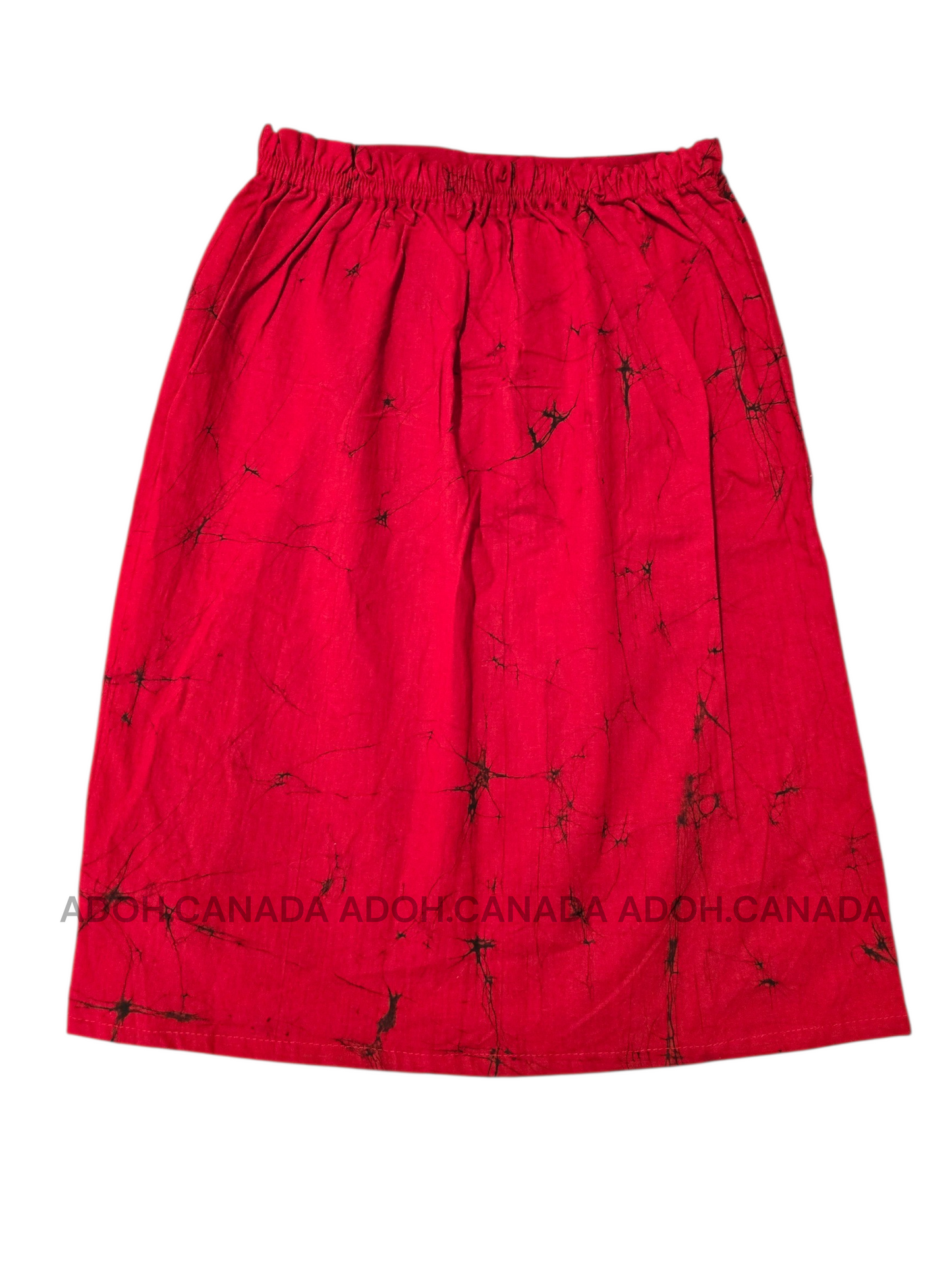 KSA1604 - Red Sarong with Black cracks design| Ceylon Batik | Hand Made | Kid's Collection | Cotton Sarong| Summer Wear | Cultural