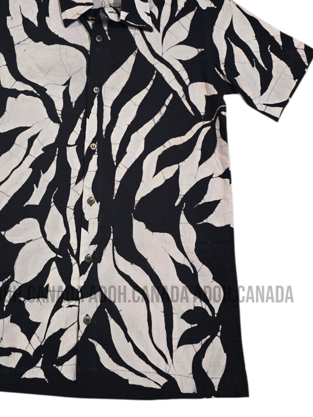 SH1547 -Black and white designed Batik Shirt | Ceylon Batik | Hand Made | Men's Collection | Cotton Shirt | Summer Wear