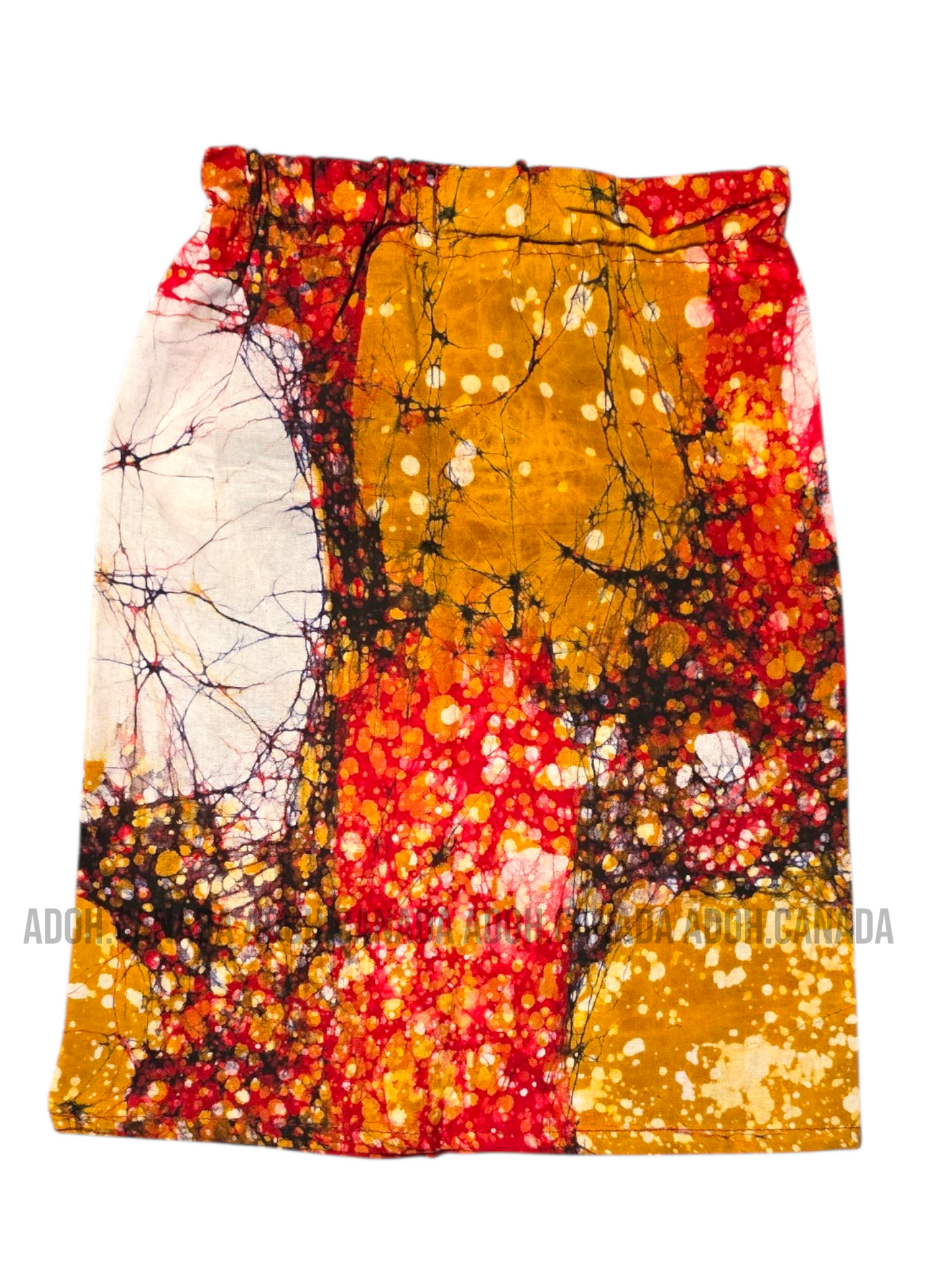 KSA1607 - Red yellow and white designed sarong| Ceylon Batik | Hand Made | Kid's Collection | Cotton Sarong| Summer Wear | Cultural