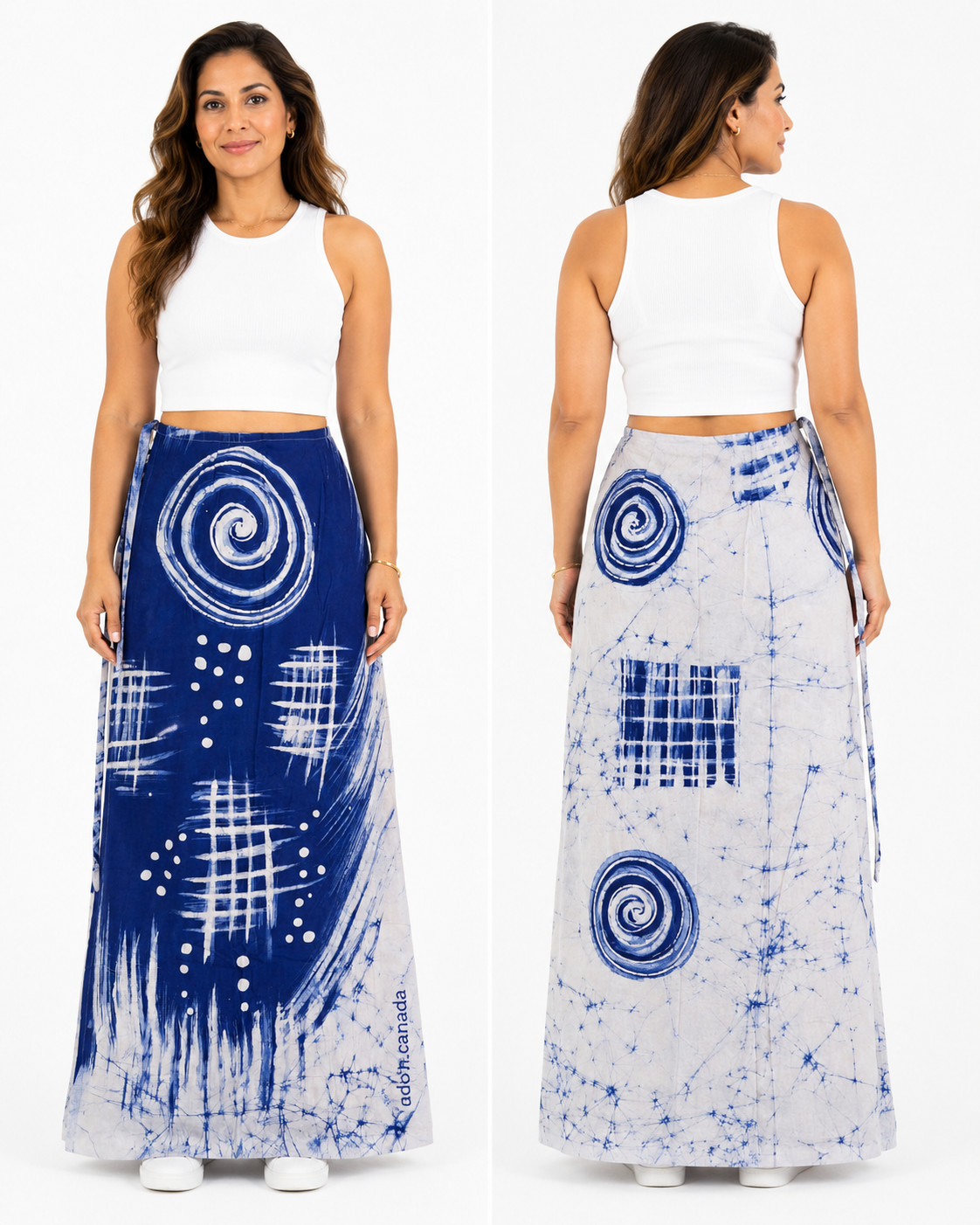 LU1704 - Blue and white lungi with multiple design Batik Lungi Skirt |Ceylon Batik | Hand Made | Summer Collection | Cotton Batik Lungi | Traditional Collection