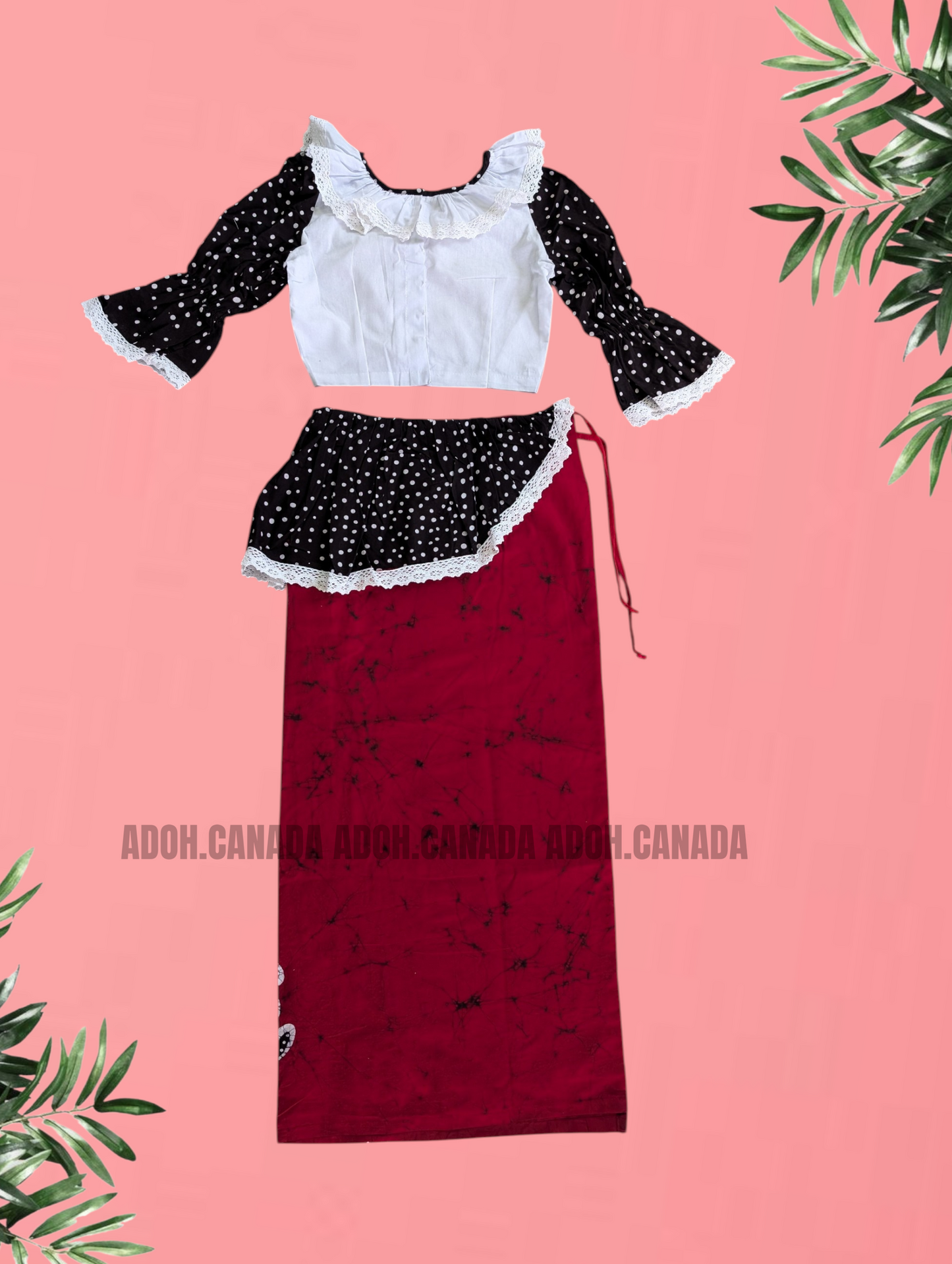 KG1623 - Red and white Lama Saree ( Kids Redda Hatte)| Ceylon Batik | Hand Made | Kids Collection | Summer Collection | Cotton Lama Saree | Kids Redda Hatte | Casual wear