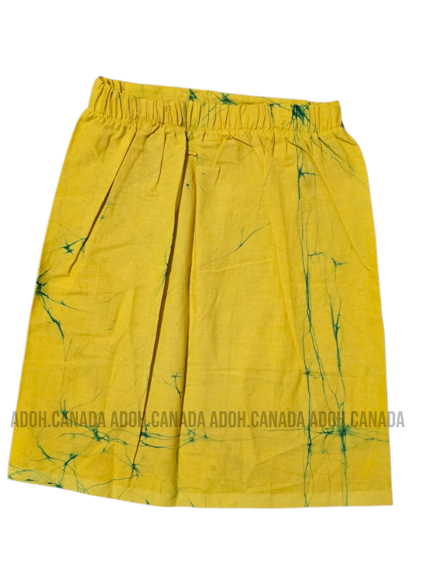 KSA1605 - Yellow with green cracks sarong| Ceylon Batik | Hand Made | Kid's Collection | Cotton Sarong| Summer Wear | Cultural