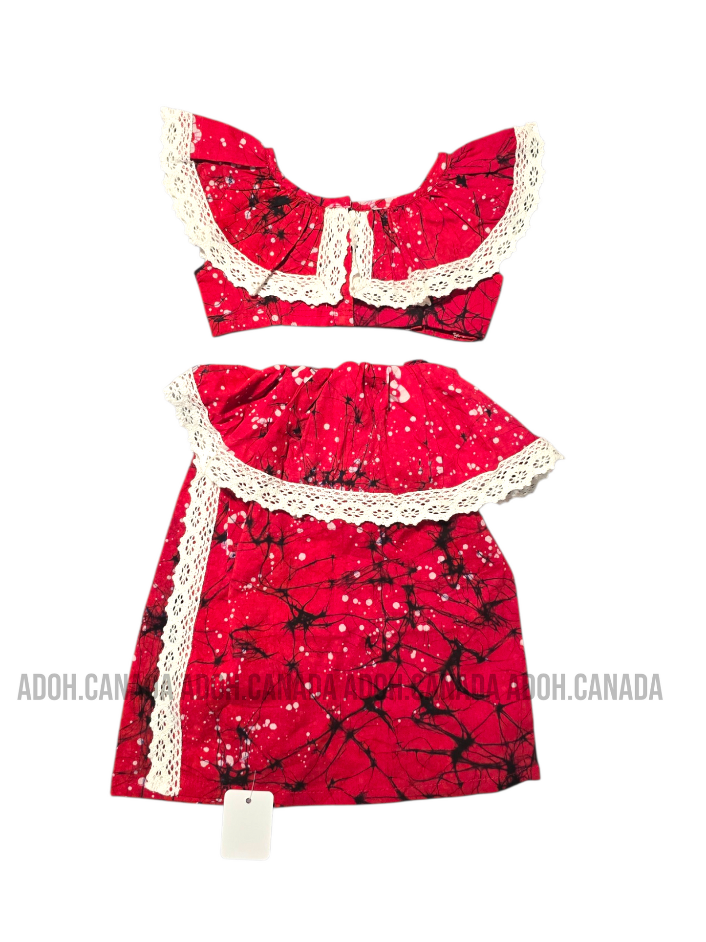 KG1555 - Hot pink with black cracks red Lama Saree ( Kids Redda Hatte)| Ceylon Batik | Hand Made | Kids Collection | Summer Collection | Cotton Lama Saree | Kids Redda Hatte | Casual wear