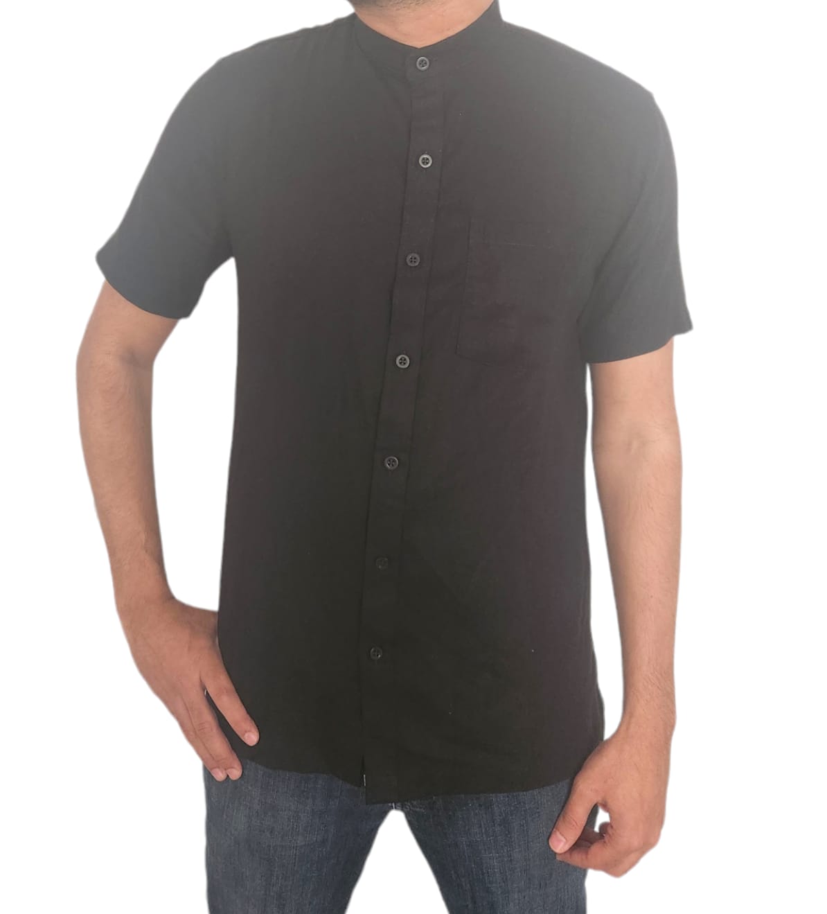 LS0002 - Linen Shirt|Chinese Collar| White | Black | Beige | Light Blue |Summer Wear