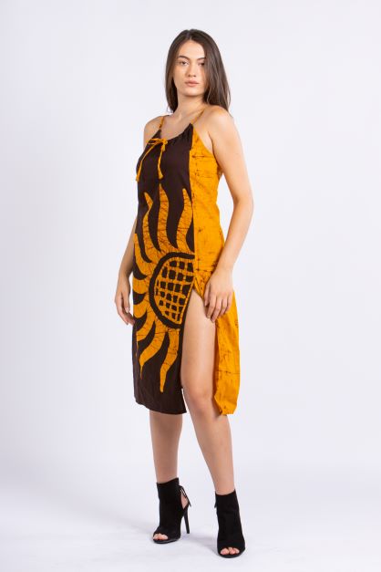 CC0079- Sunshine Spaghetti Strap Batik Dress | Ceylon Batik | Hand Made | Summer Collection | Cotton Dress | Summer Wear