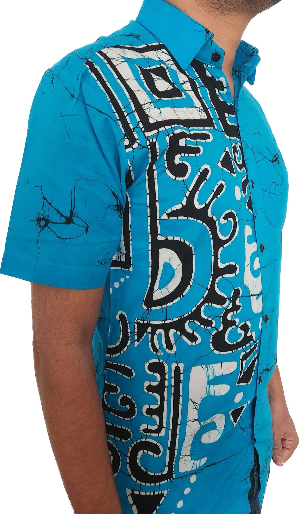SH0007 - Ocean Blue Batik Shirt | Ceylon Batik | Hand Made | Men's Collection | Cotton Shirt | Summer Wear
