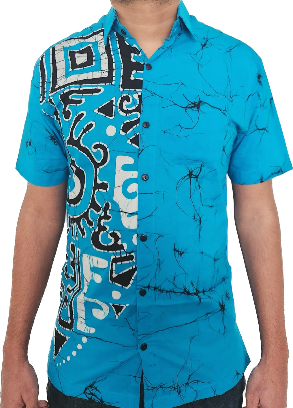 SH0007 - Ocean Blue Batik Shirt | Ceylon Batik | Hand Made | Men's Collection | Cotton Shirt | Summer Wear